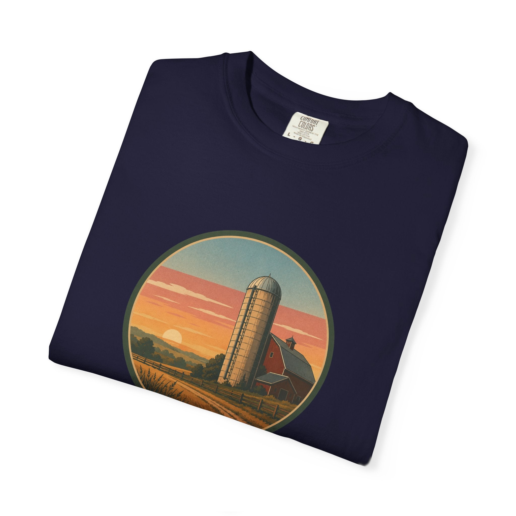 Retro Sunset Farm Silo T-Shirt