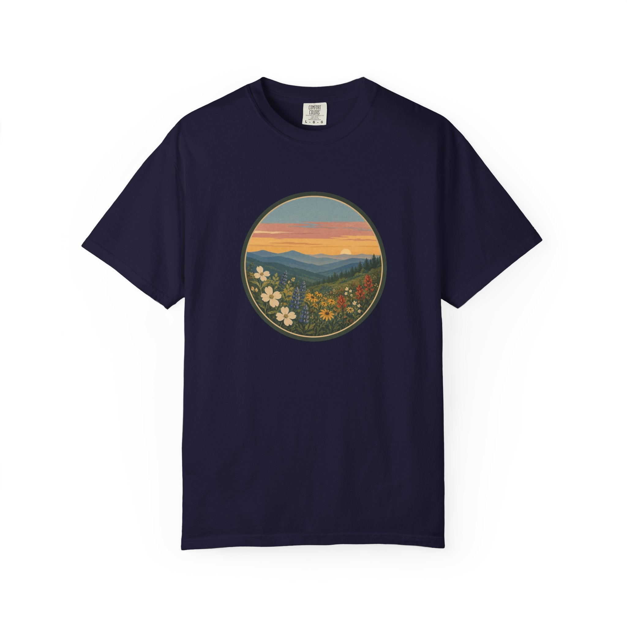 Scenic Sunset Mountain Wildflower T-Shirt
