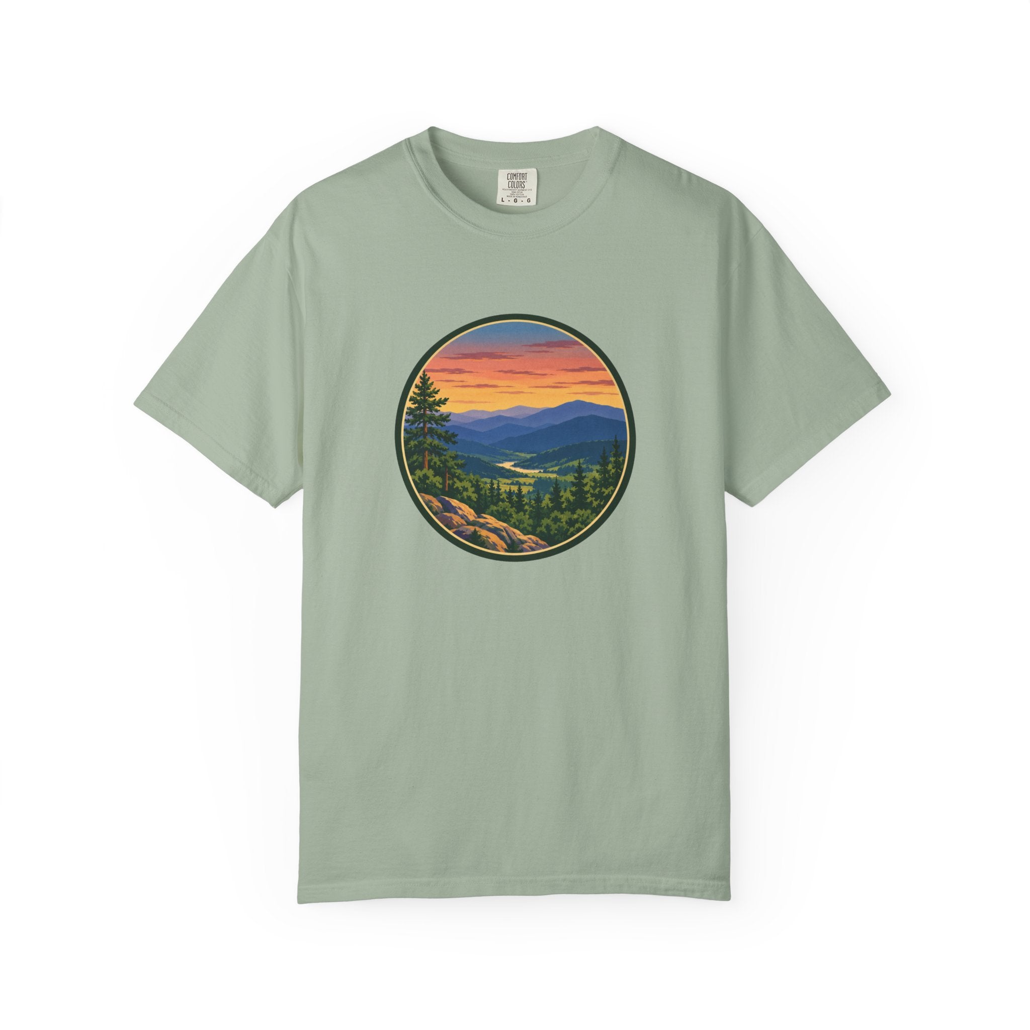 Retro Mountain Sunset T-Shirt — Scenic Blue Ridge Mountain Tee