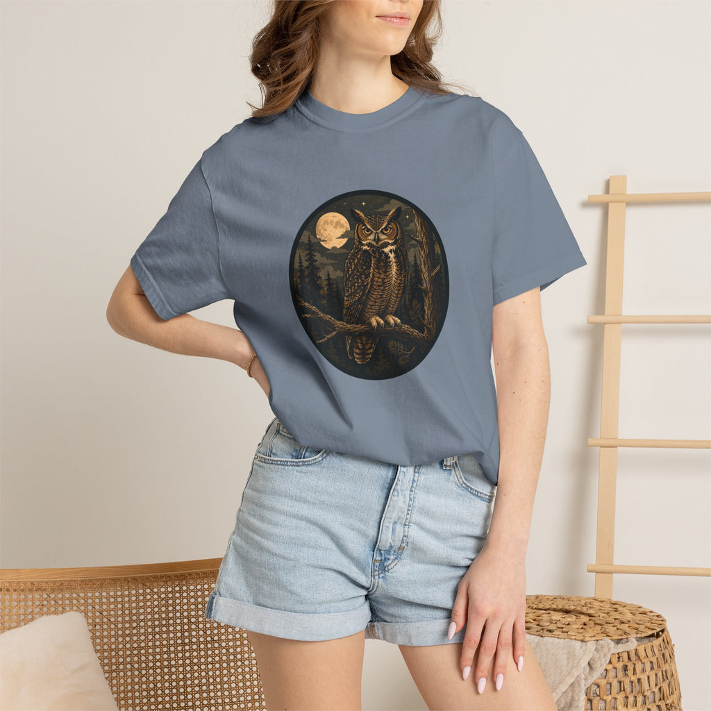Owl Moon T-Shirt — Vintage Night Forest Graphic