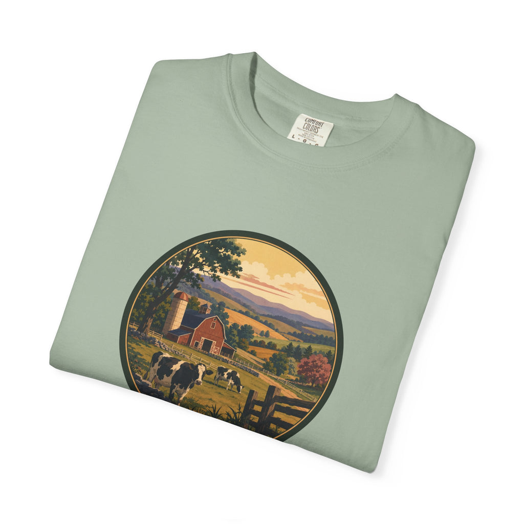 Vintage Country Dairy Farm Scene T-Shirt