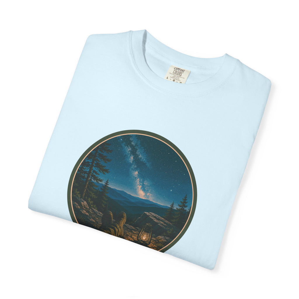 Night Sky Mountain T-Shirt — Circular Scenic Landscape Tee