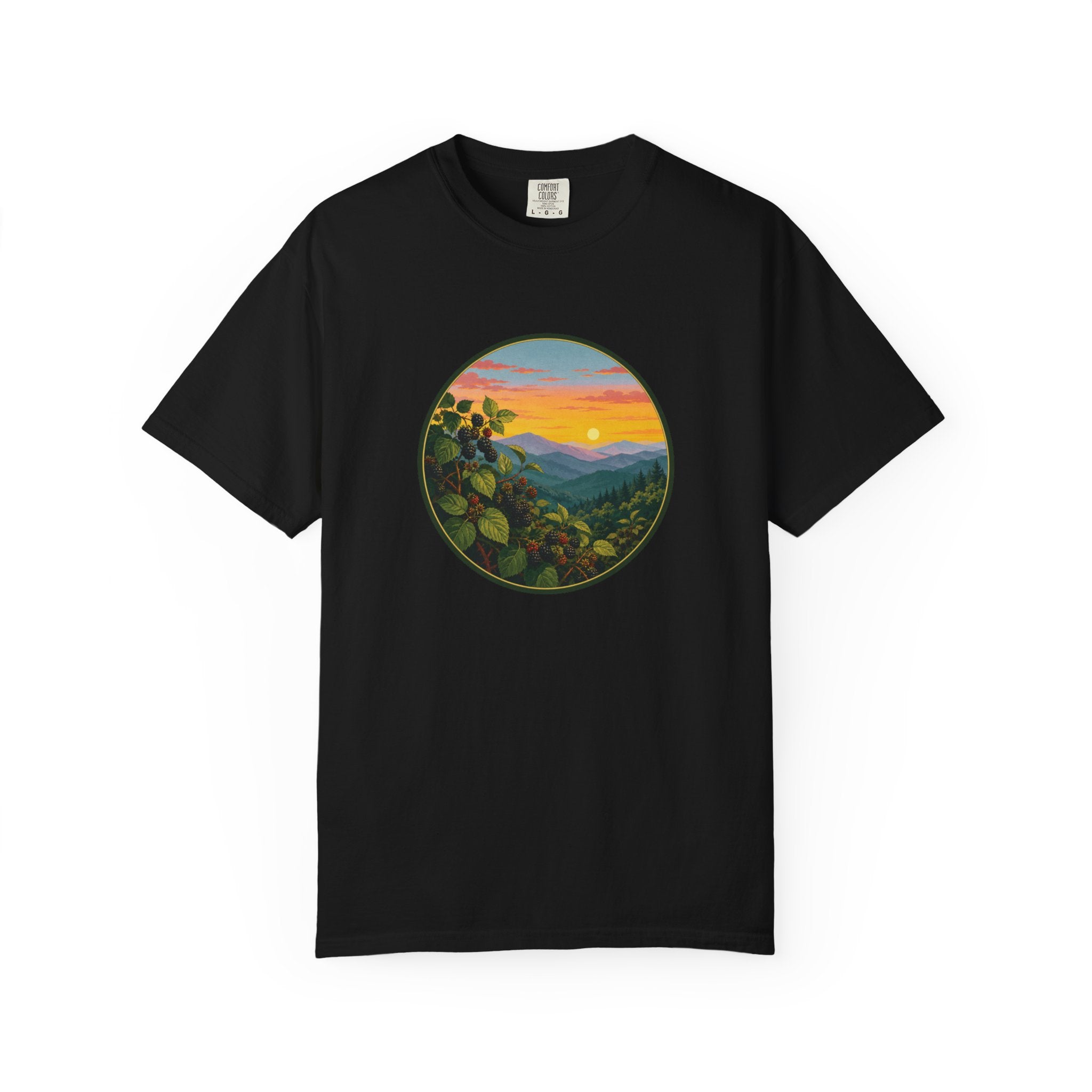 Blue Ridge Blackberries T-Shirt — Scenic Mountain Sunset Tee