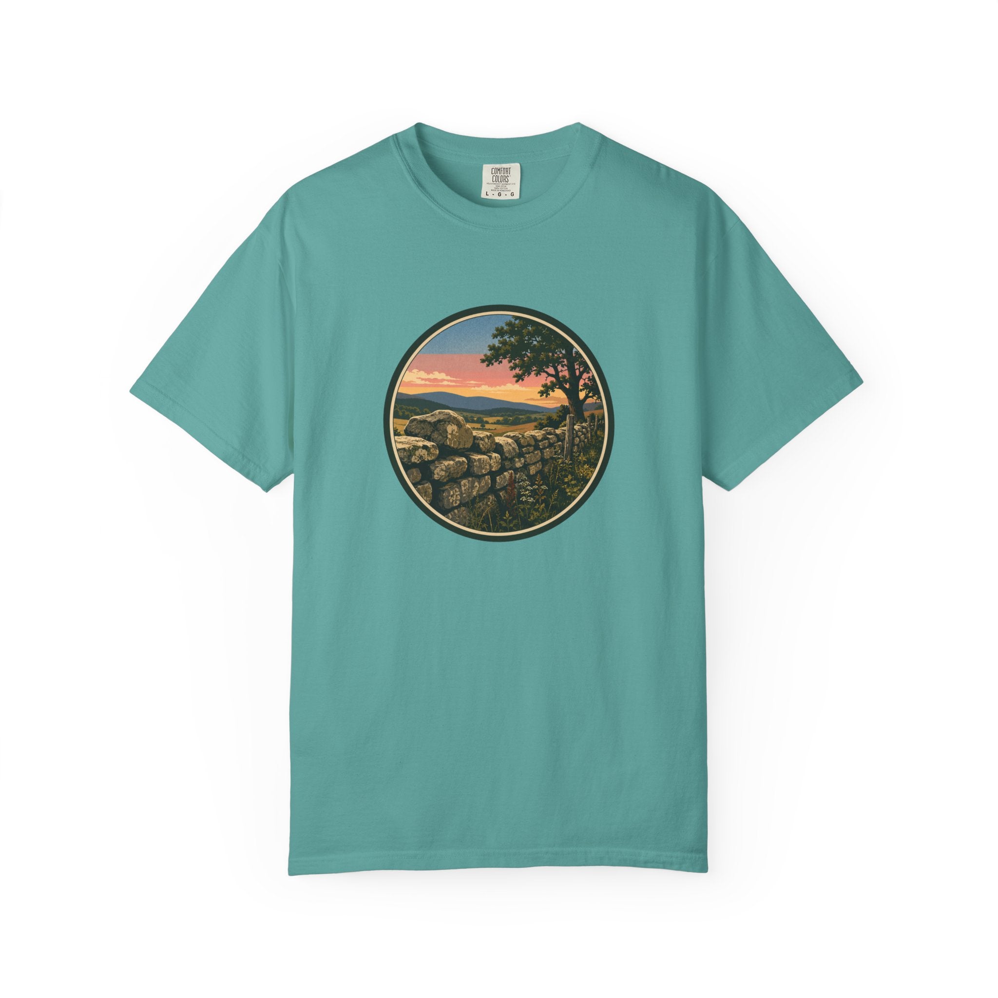 Sunset Stone Wall Circle T-Shirt