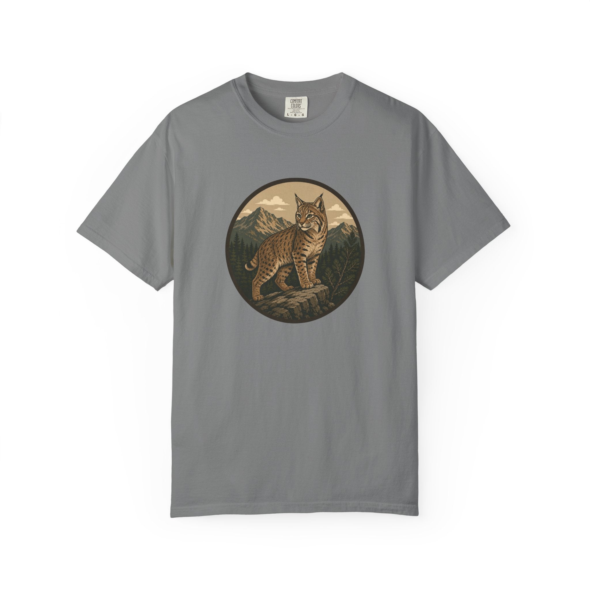 Bobcat Mountain Tee — Retro Wilderness Cat Graphic T-Shirt