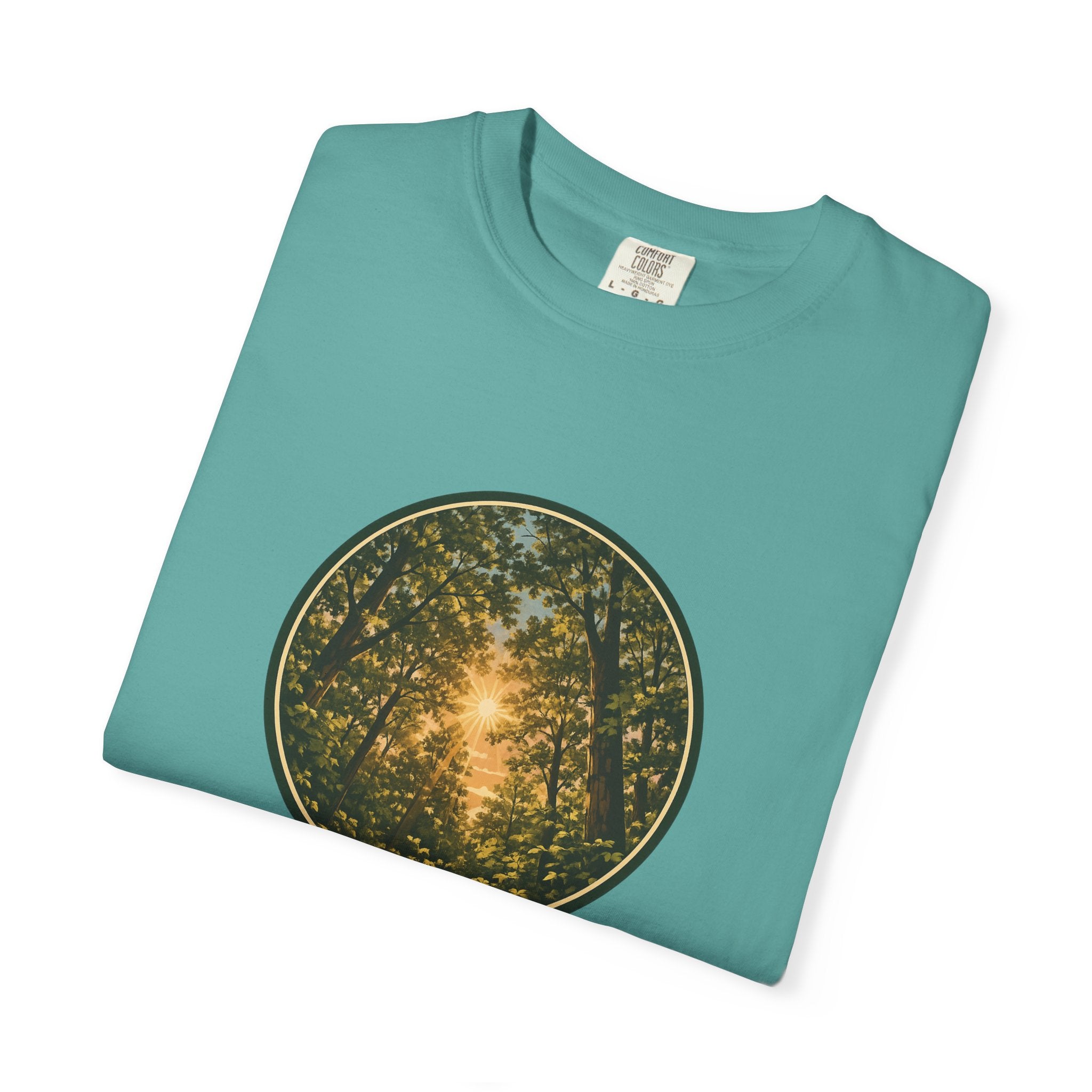 Forest Sunburst T-Shirt — Circular Woodland Nature Tee