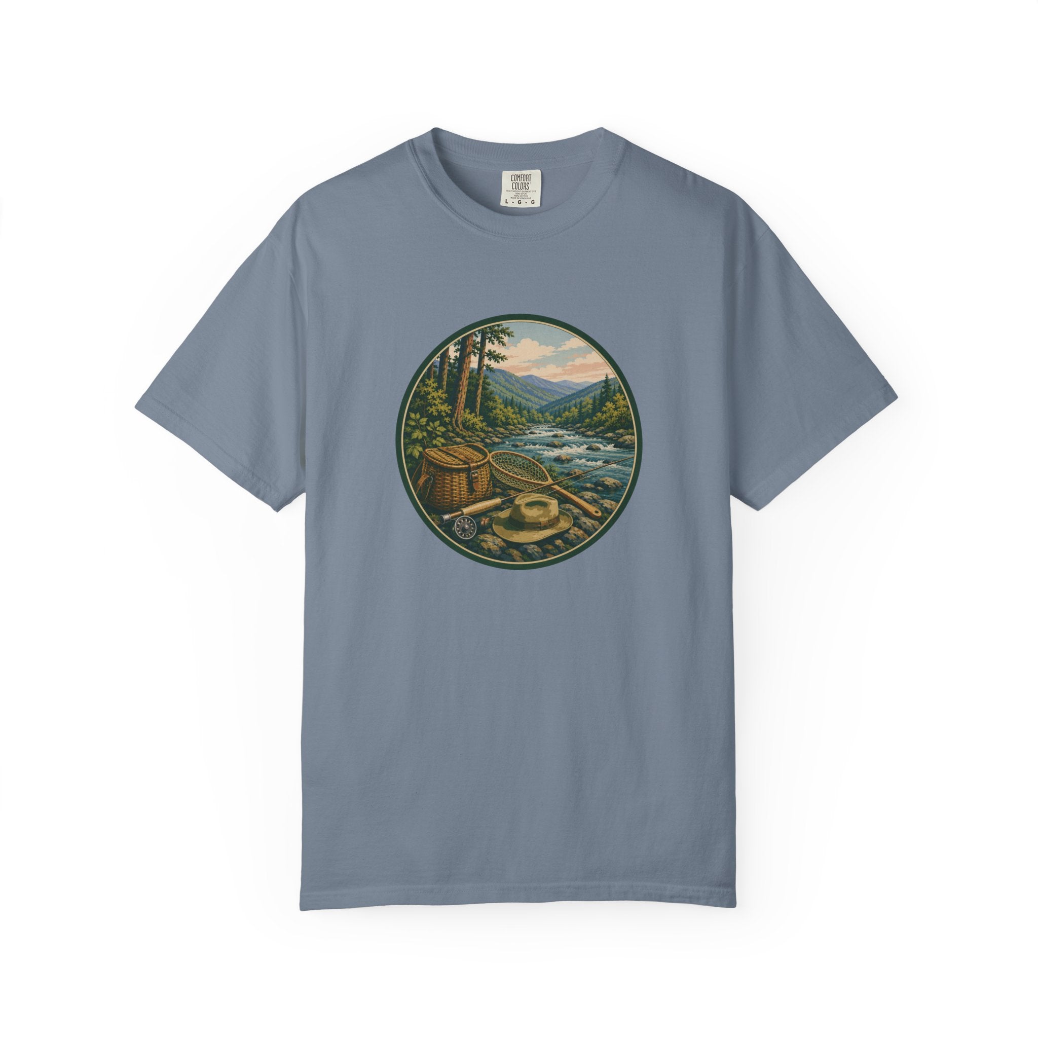 Outdoor River Fly Fishing T-Shirt — Vintage Fly Fishing Design