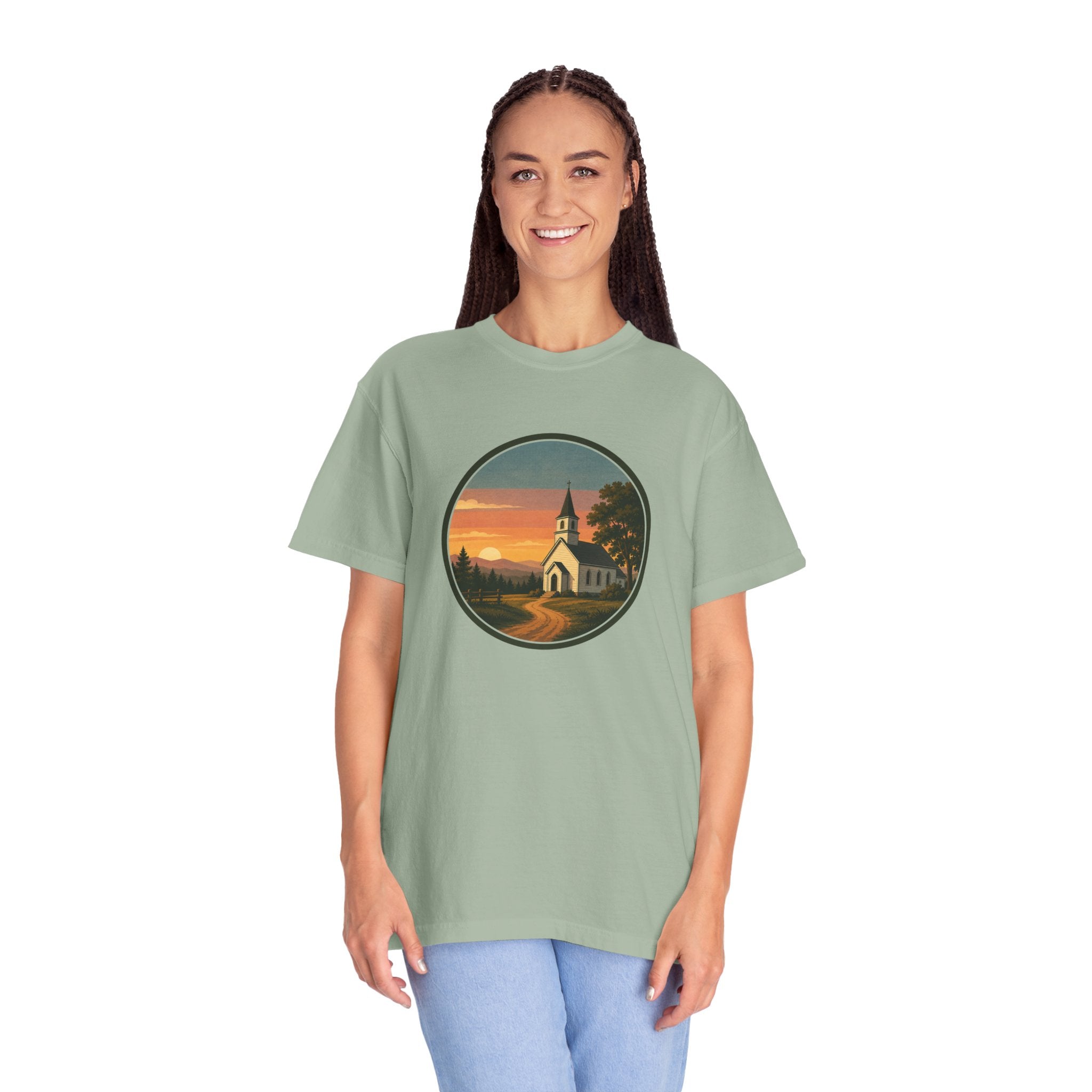 Vintage Church Sunset T-Shirt