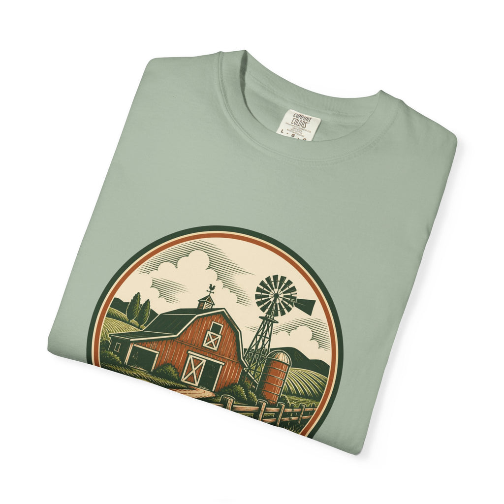 Barn & Windmill Farm T-Shirt — Vintage Rural Landscape Tee