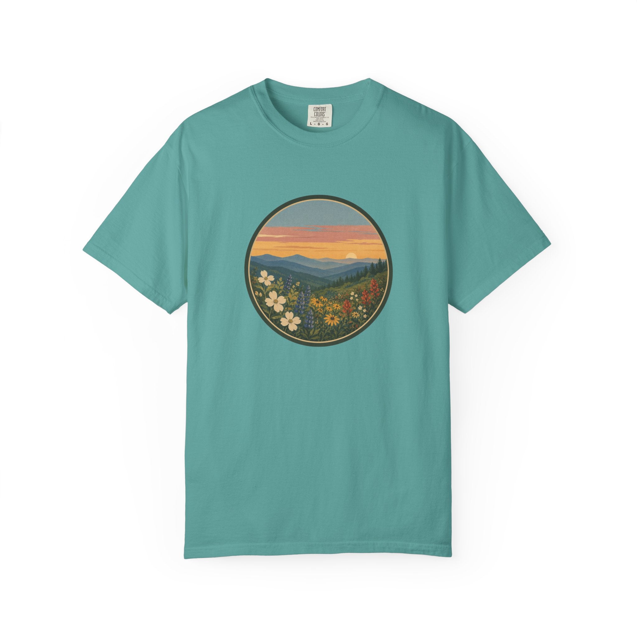 Scenic Sunset Mountain Wildflower T-Shirt