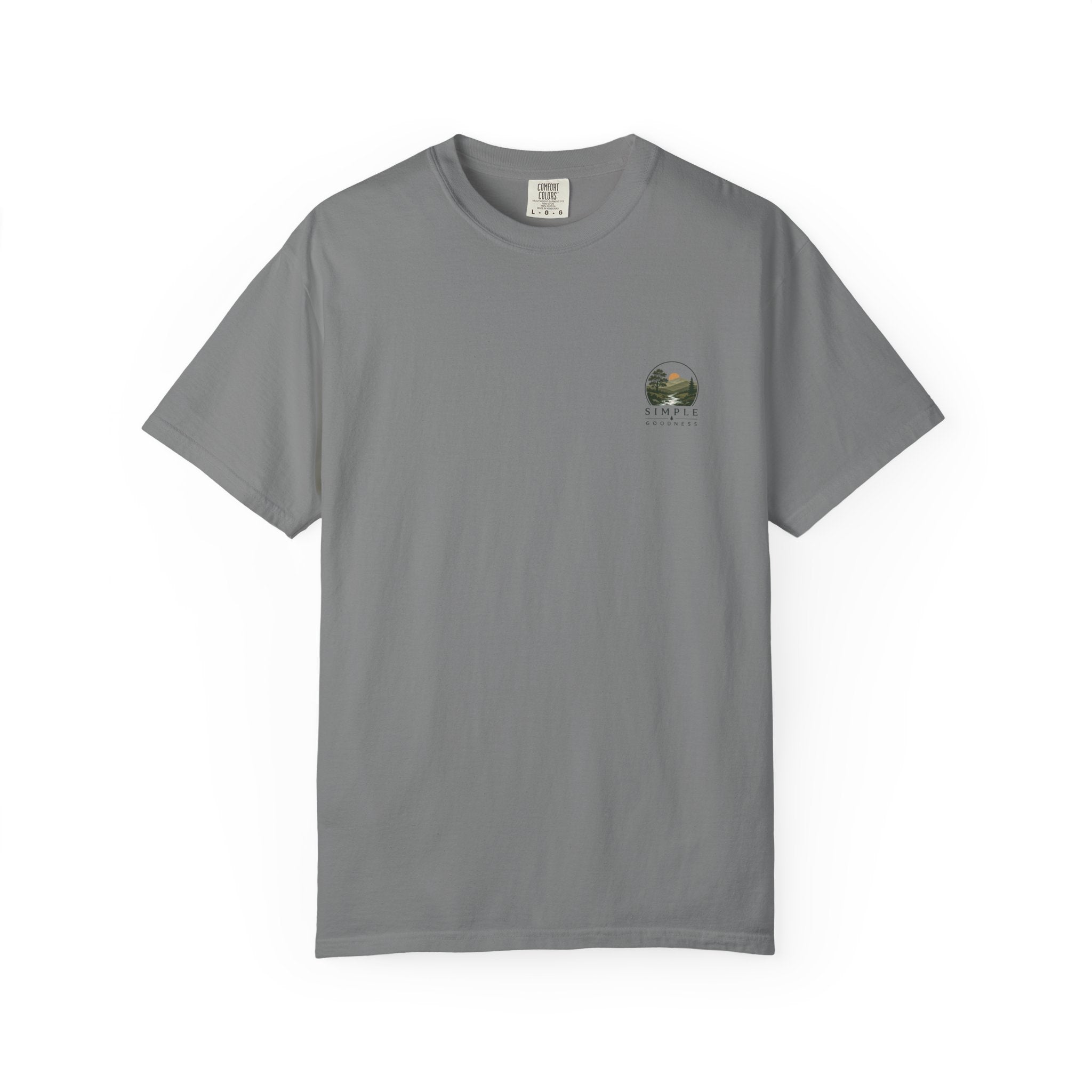 Simple Goodness Official Badge T-Shirt — Sunset Creek Landscape Tee