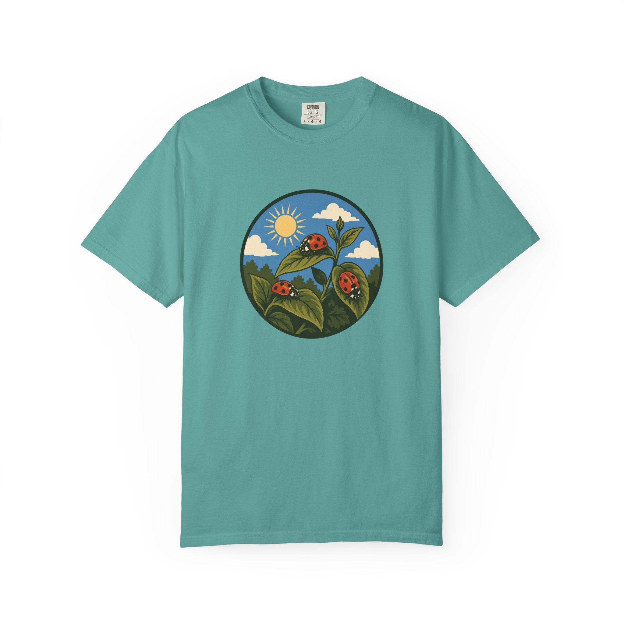 Ladybug Garden T-Shirt — Floral Nature Graphic Tee