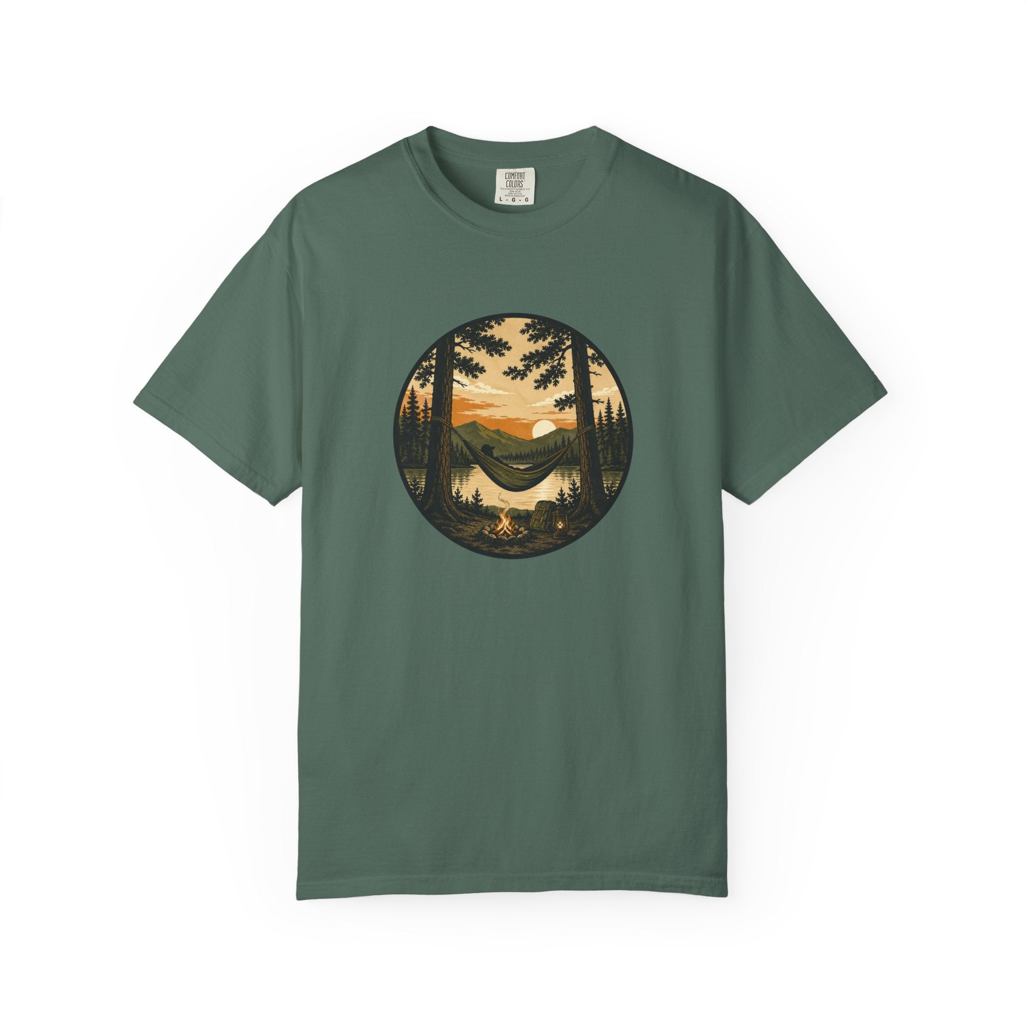 Vintage Mountain Lake T-Shirt — Sunset Forest Camper Tee