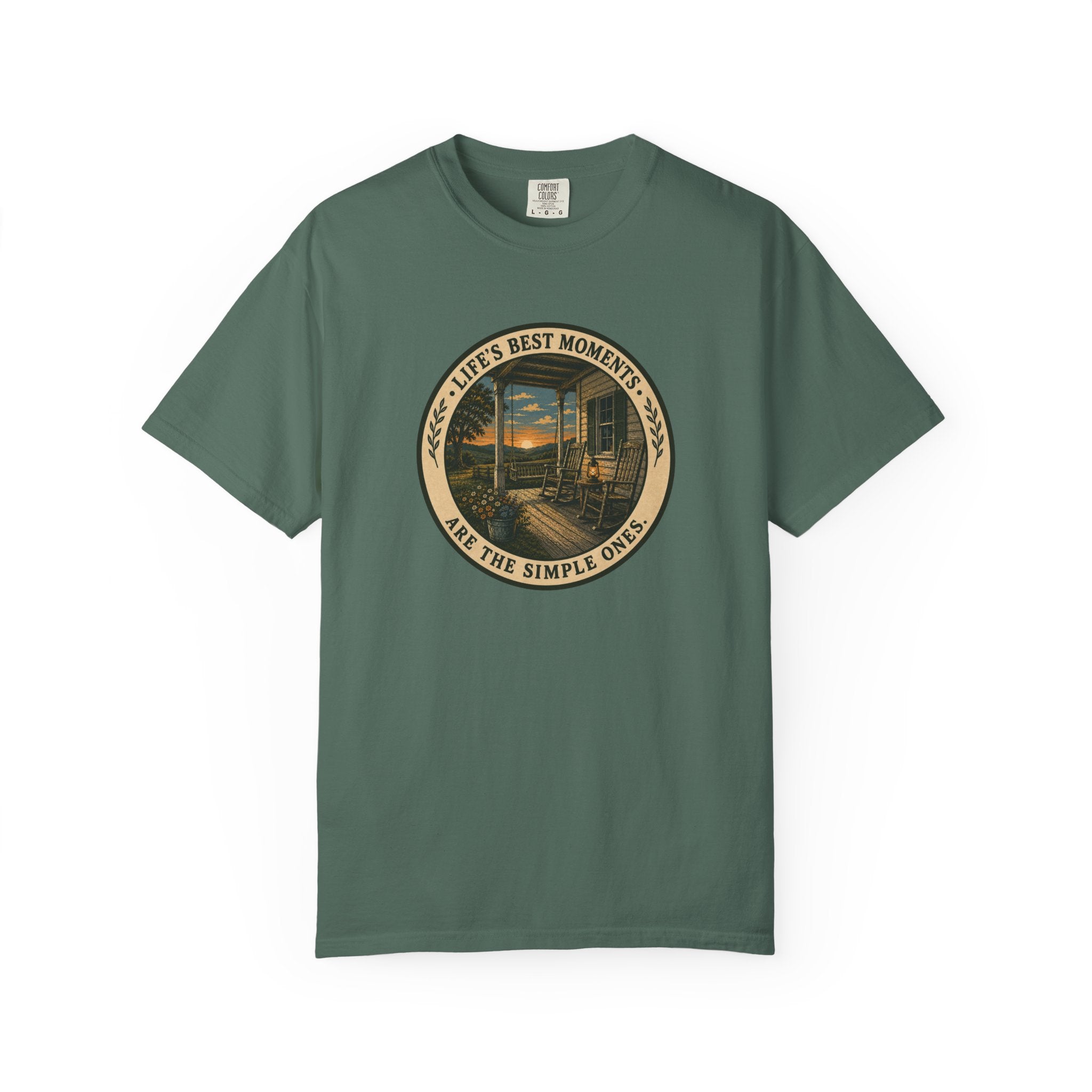'Life's Best Moments Are the Simple Ones' Sunset Porch Graphic T-Shirt
