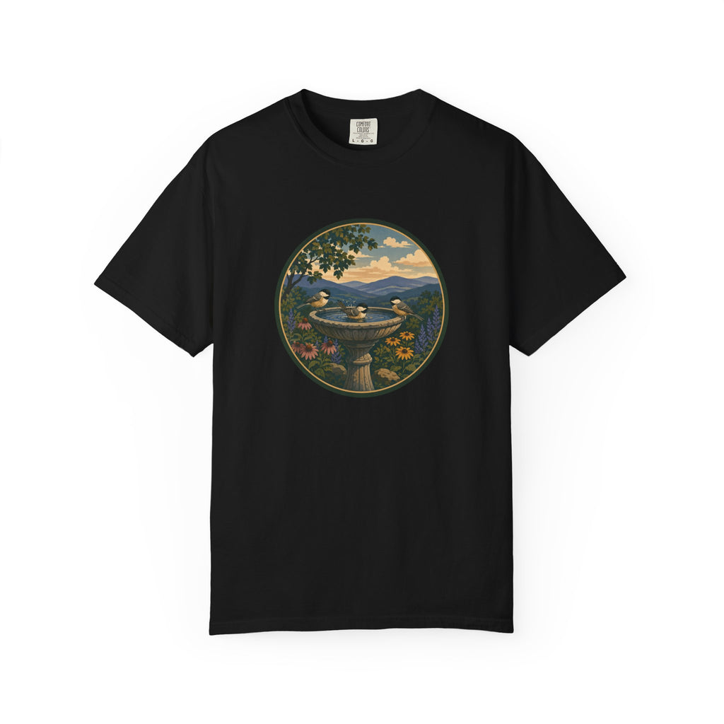 Scenic Birdbath Landscape T-Shirt