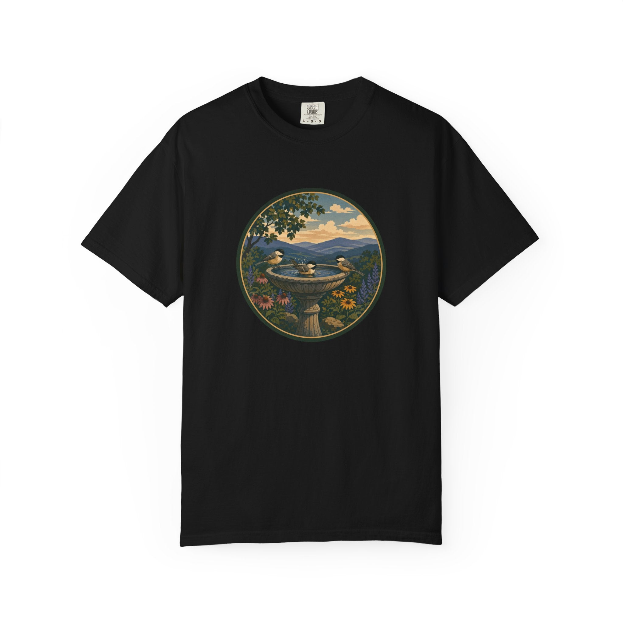 Scenic Birdbath Landscape T-Shirt