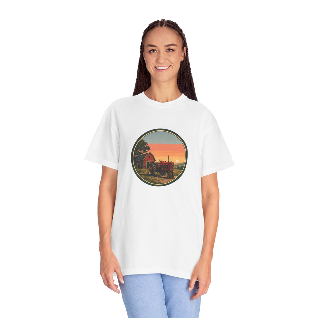 Vintage Farm Tractor Sunset T-Shirt