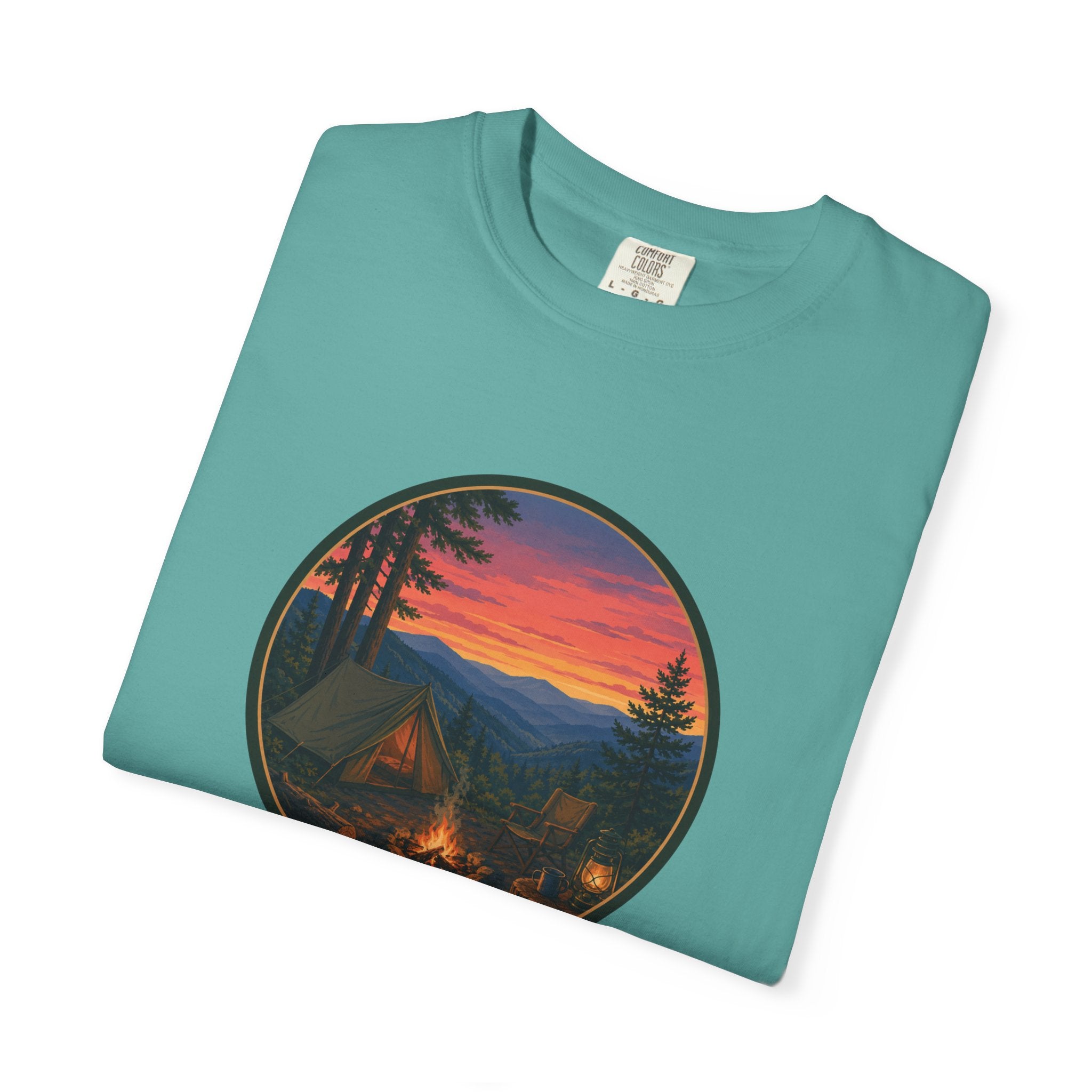 Camping Sunset T-Shirt — Vintage Campfire Scene Tee