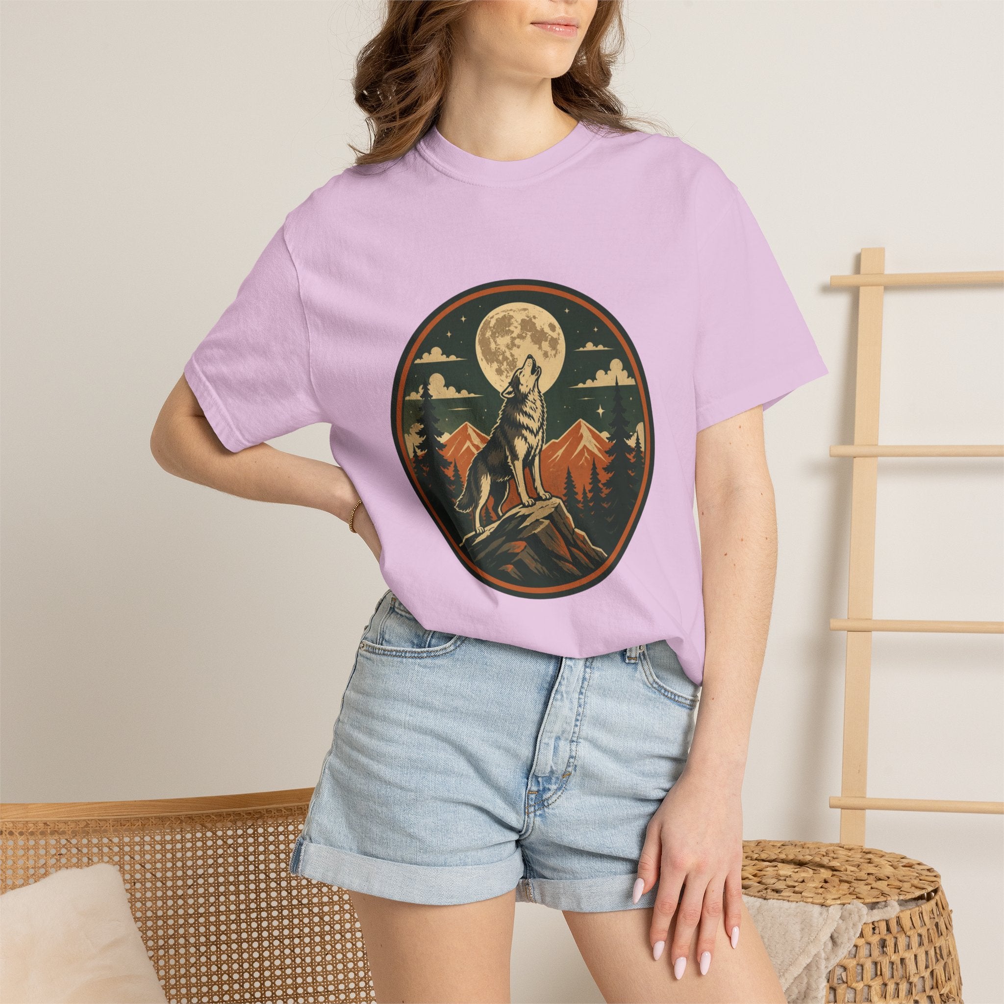 Wolf Howl T-Shirt — Vintage Moonlit Mountain Graphic Tee
