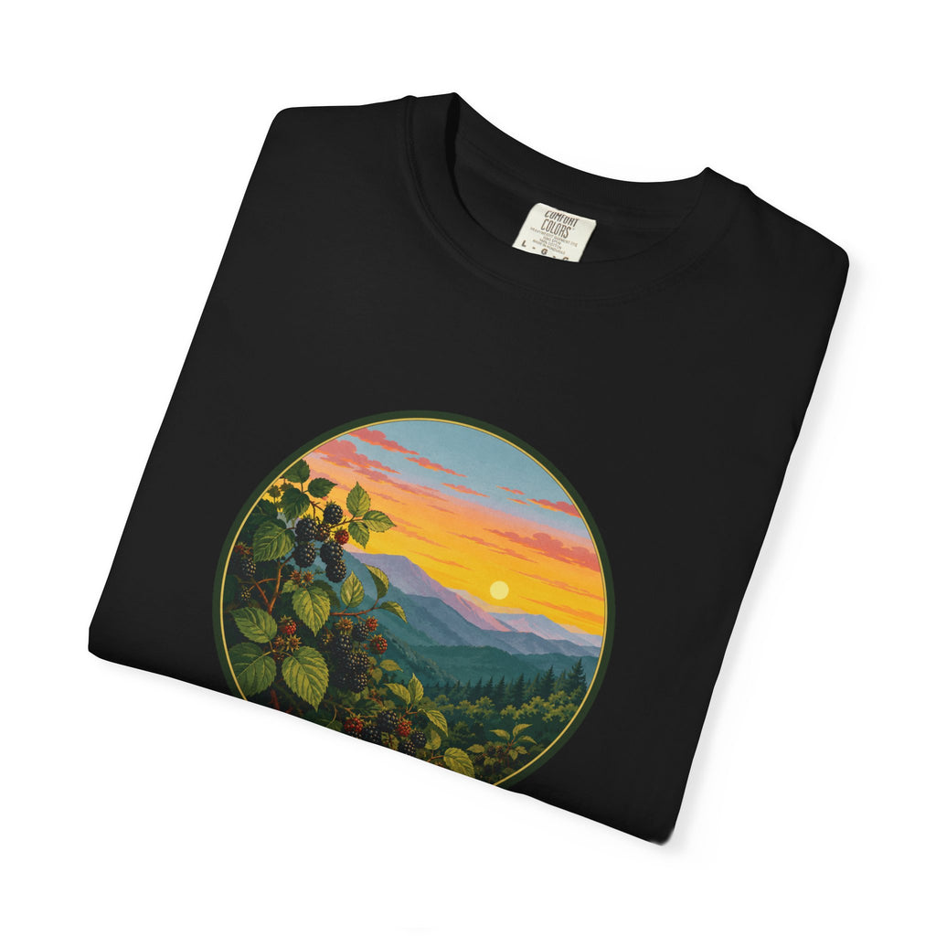 Blue Ridge Blackberries T-Shirt — Scenic Mountain Sunset Tee