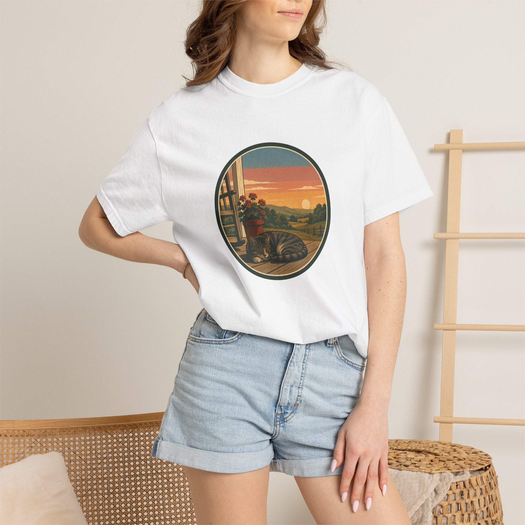 Vintage Sunset Cat Nap T-Shirt