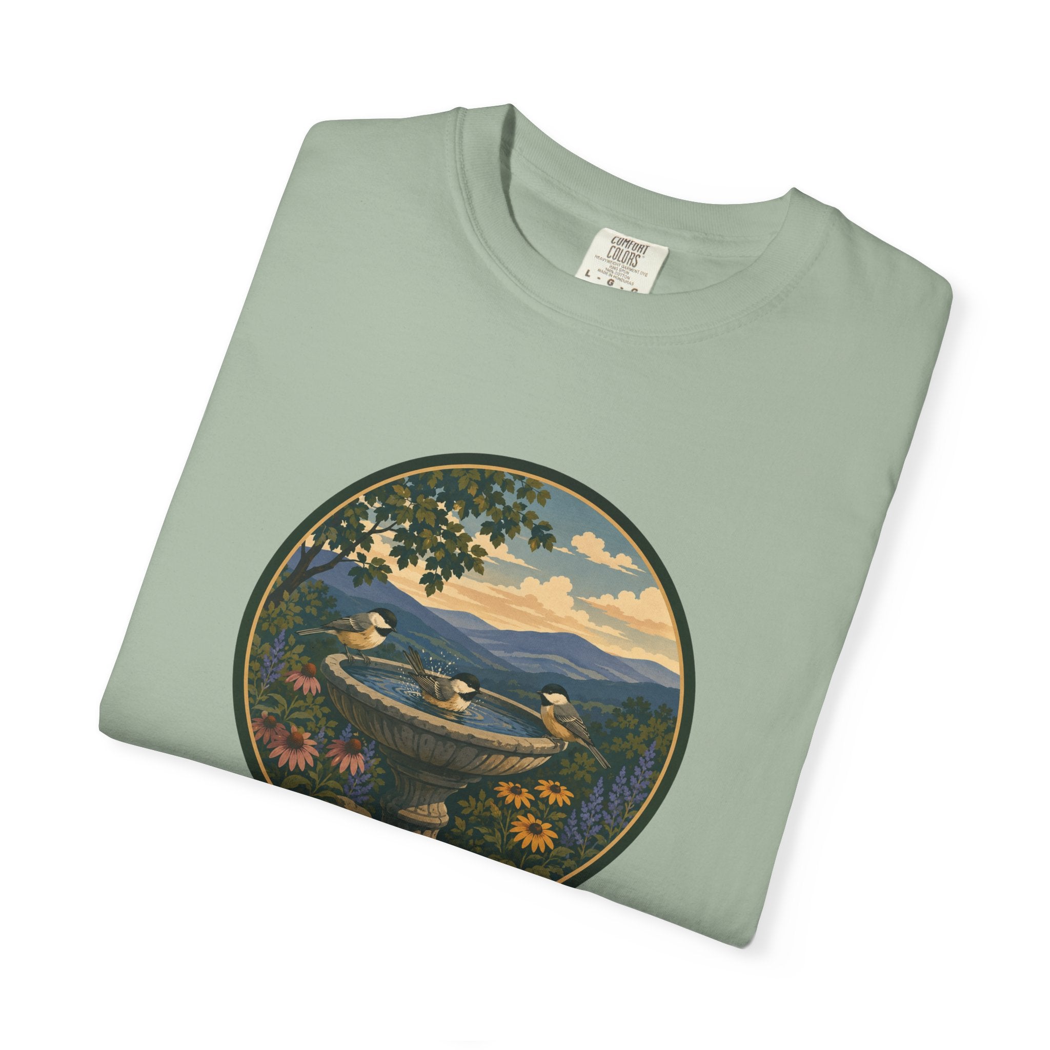 Scenic Birdbath Landscape T-Shirt
