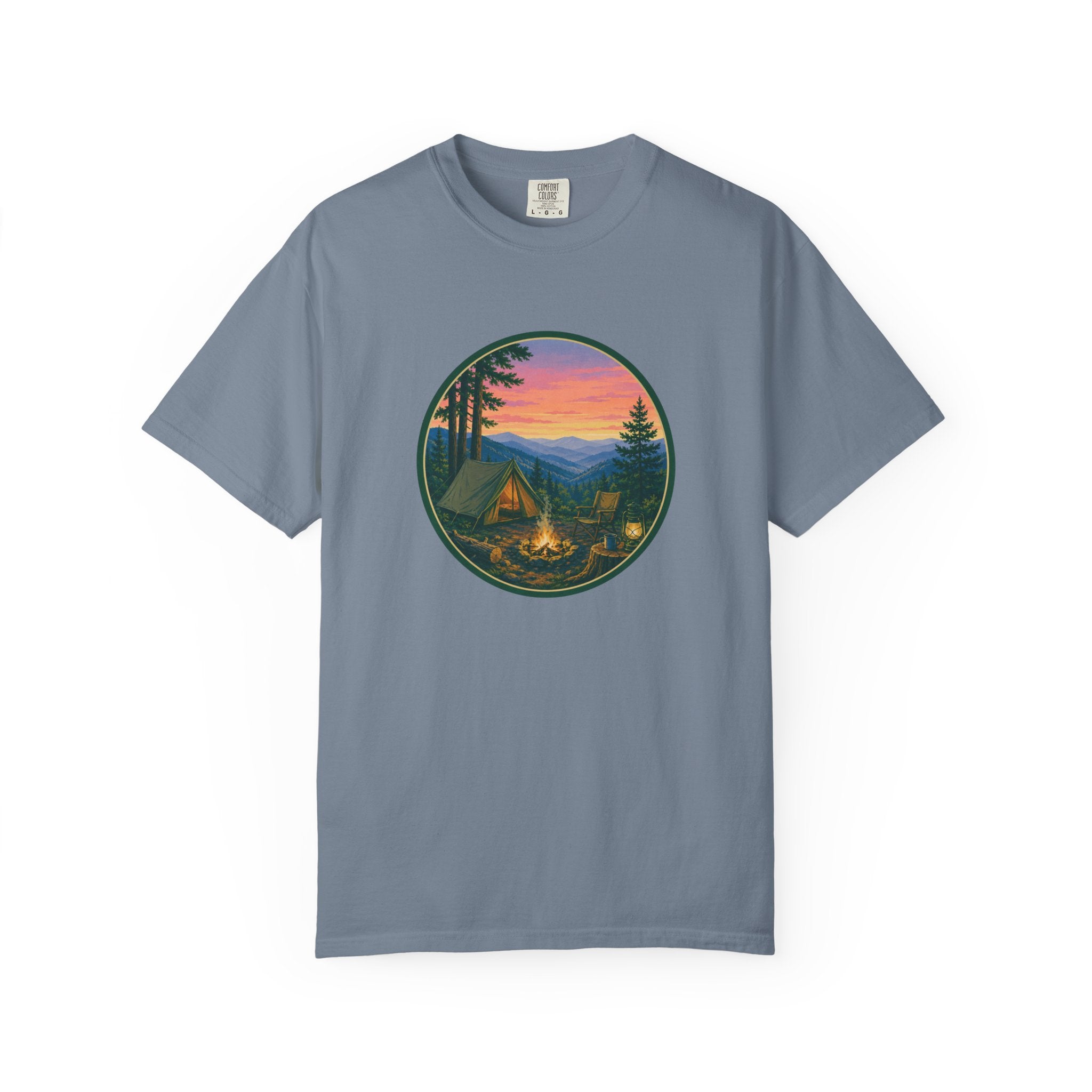 Camping Sunset T-Shirt — Vintage Campfire Scene Tee