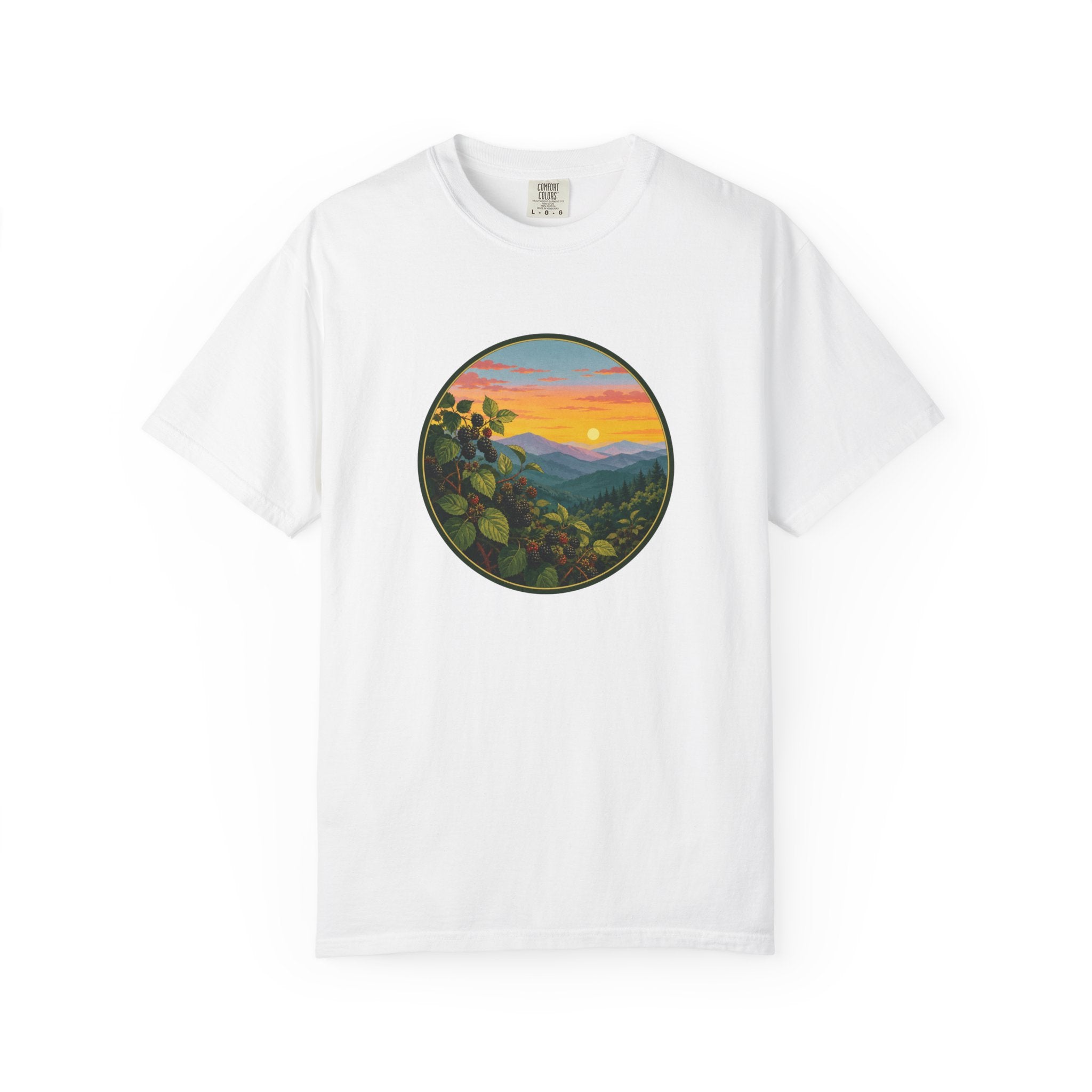 Blue Ridge Blackberries T-Shirt — Scenic Mountain Sunset Tee