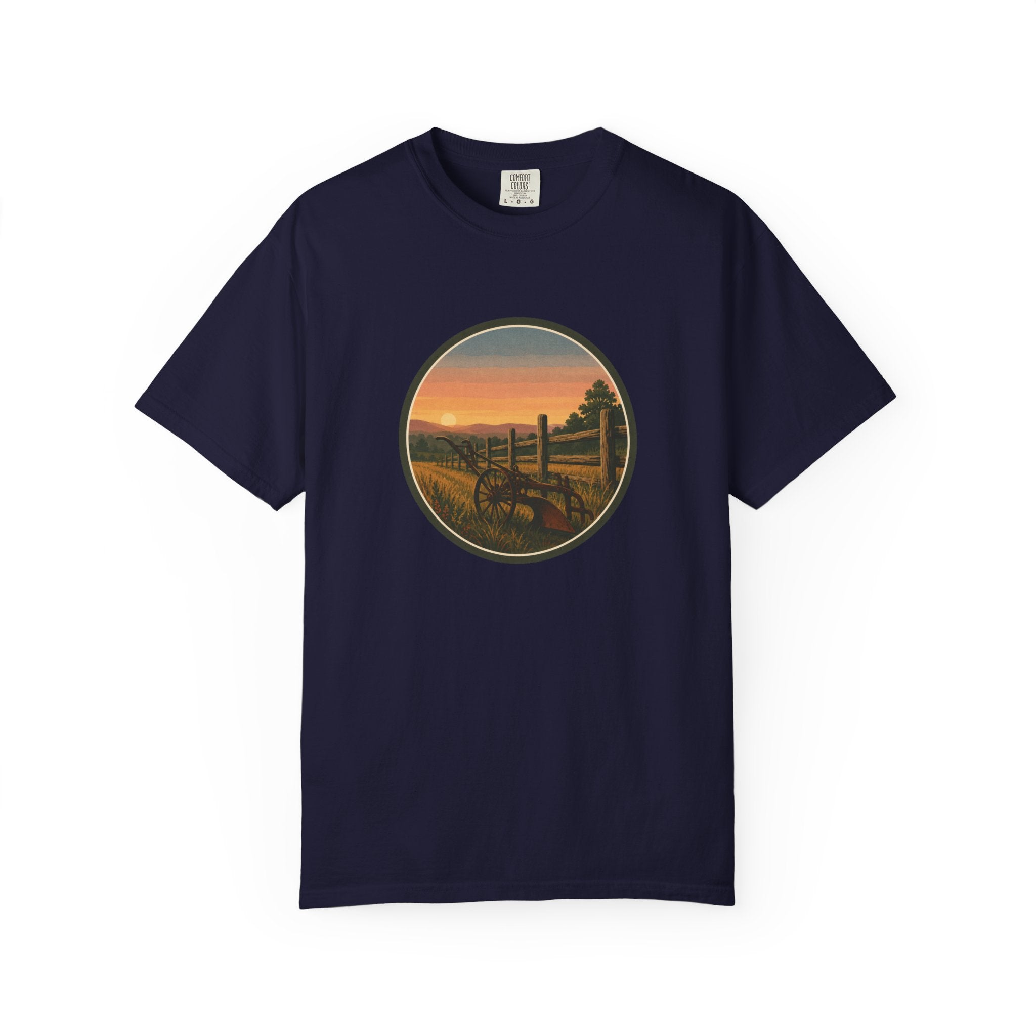 Sunset Antique Plow Landscape T-Shirt