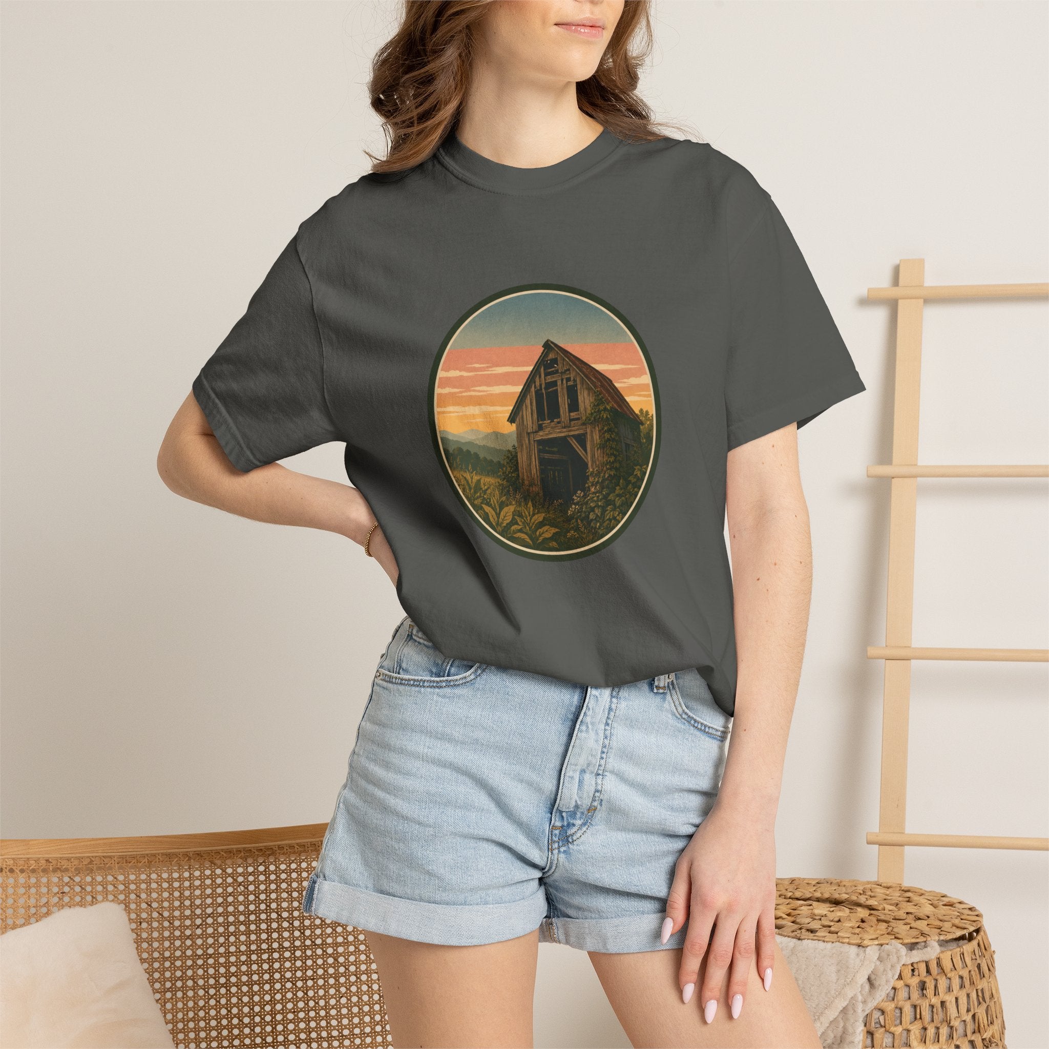 Vintage Tobacco Barn Sunset T-Shirt