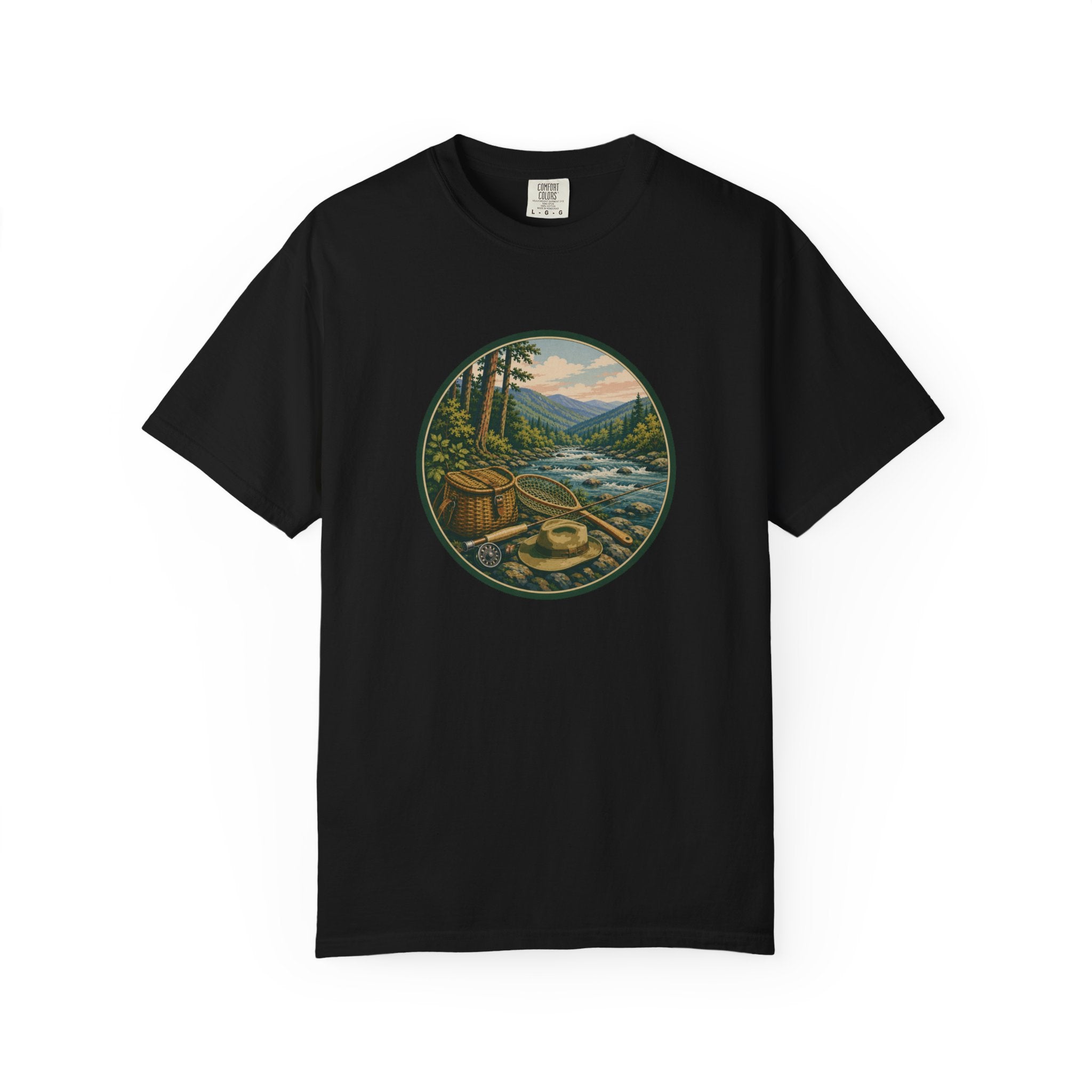 Outdoor River Fly Fishing T-Shirt — Vintage Fly Fishing Design