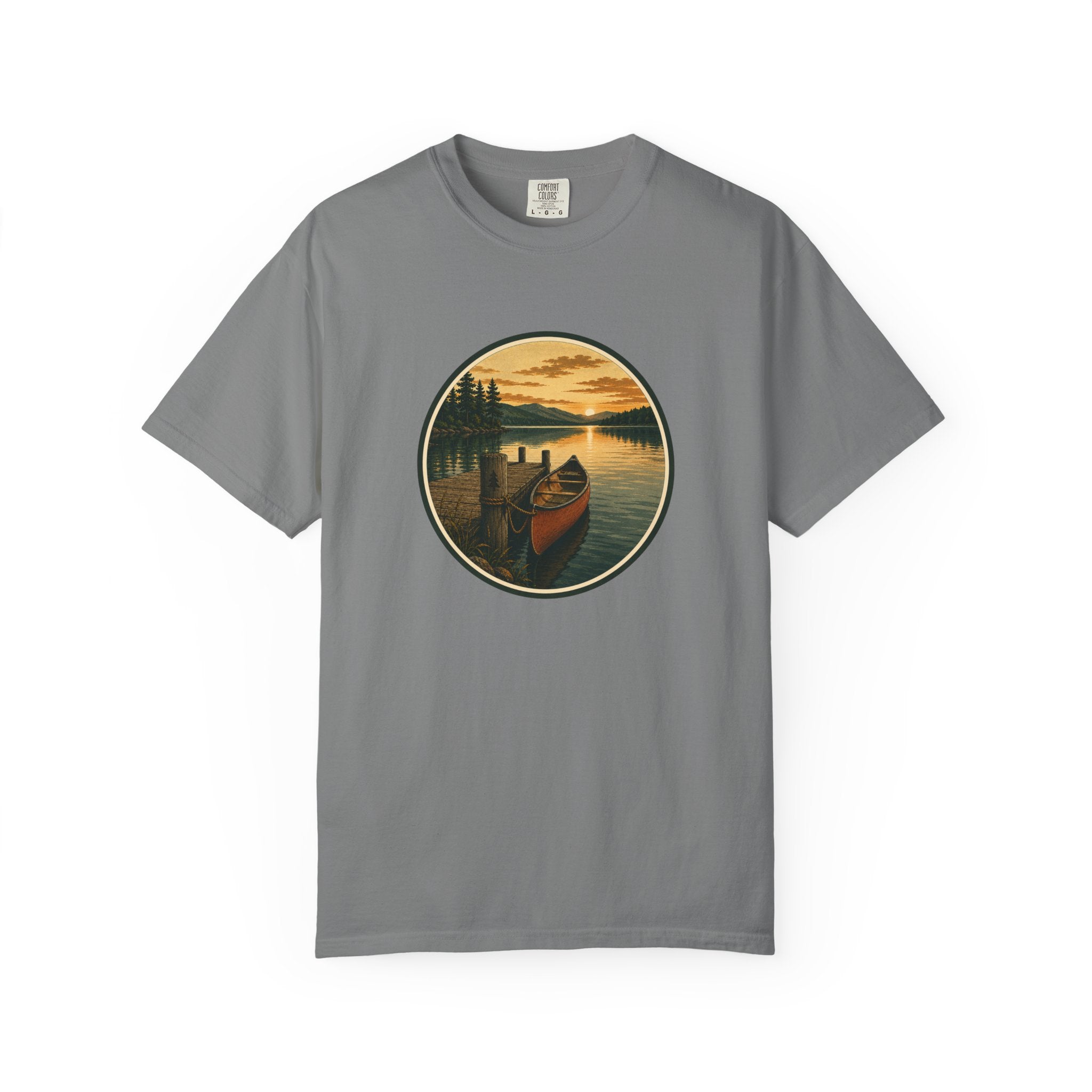 Canoe Sunset T-Shirt — Vintage Lake Adventure Graphic