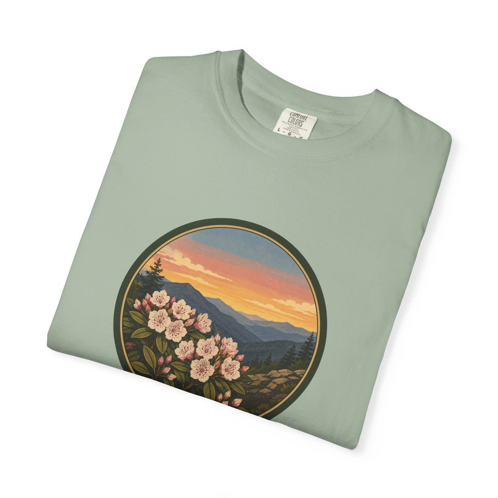 Mountain Laurel Bloom Sunset T-Shirt — Mountain Wildflower Graphic Tee