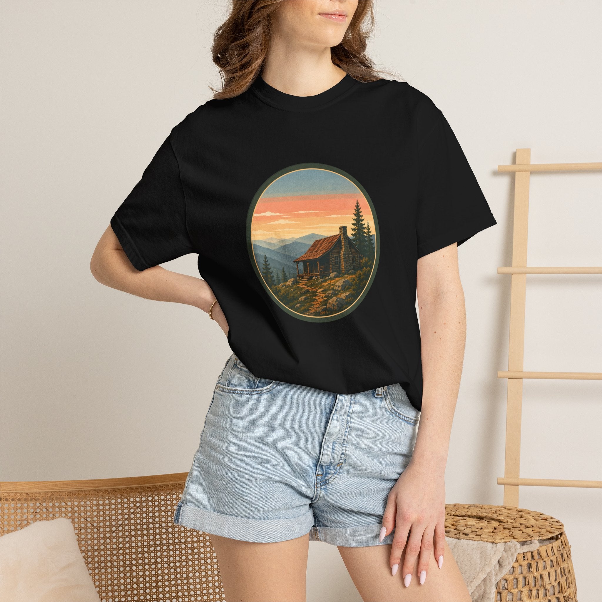 Sunset Cabin Mountain T-Shirt