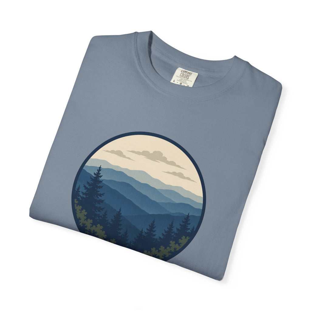Mountain Ridge Circle T-Shirt — Scenic Forest Landscape Tee