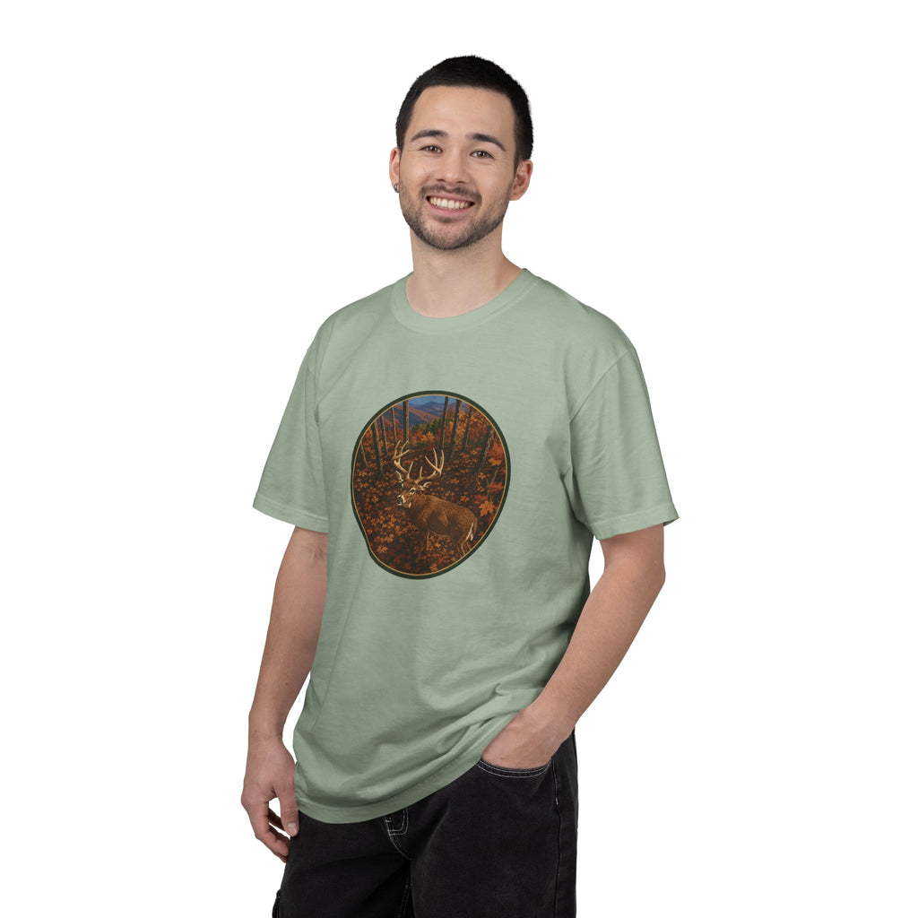 Whitetail BuckT-Shirt — Autumn Forest Deer Circle Graphic