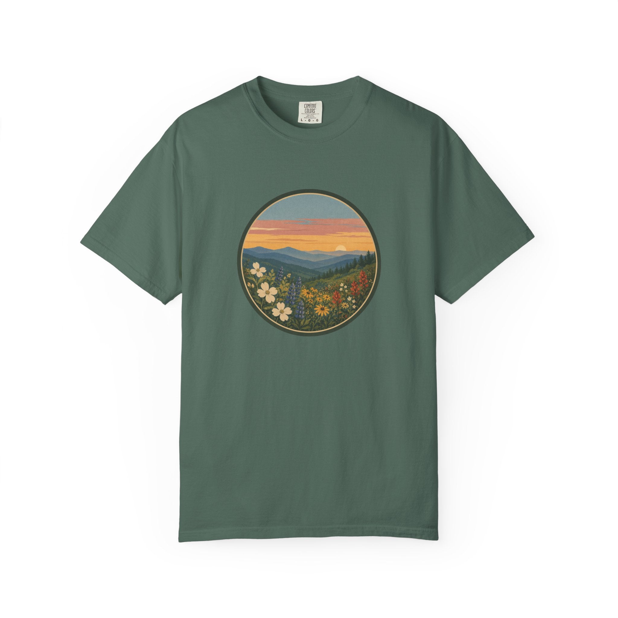 Scenic Sunset Mountain Wildflower T-Shirt