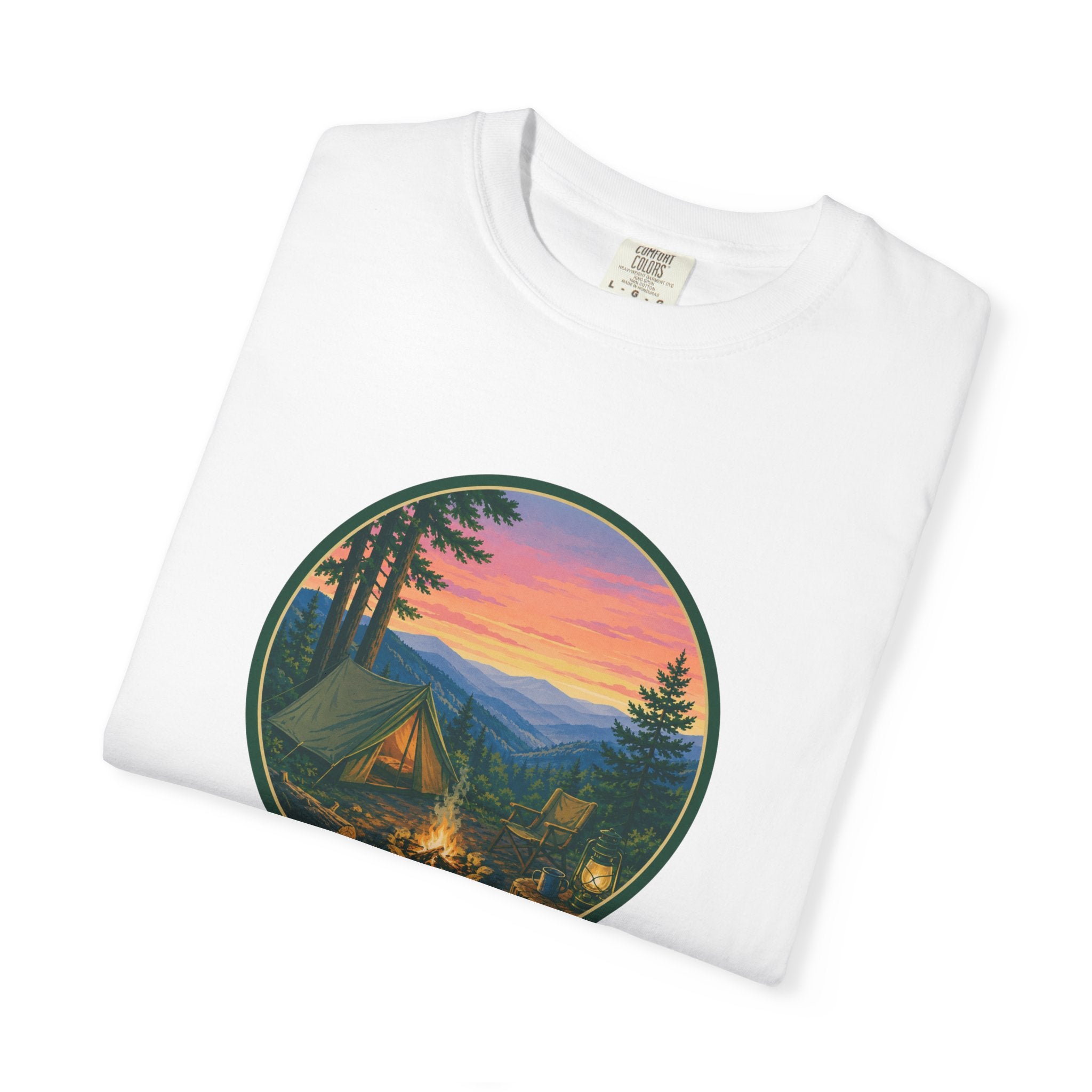 Camping Sunset T-Shirt — Vintage Campfire Scene Tee