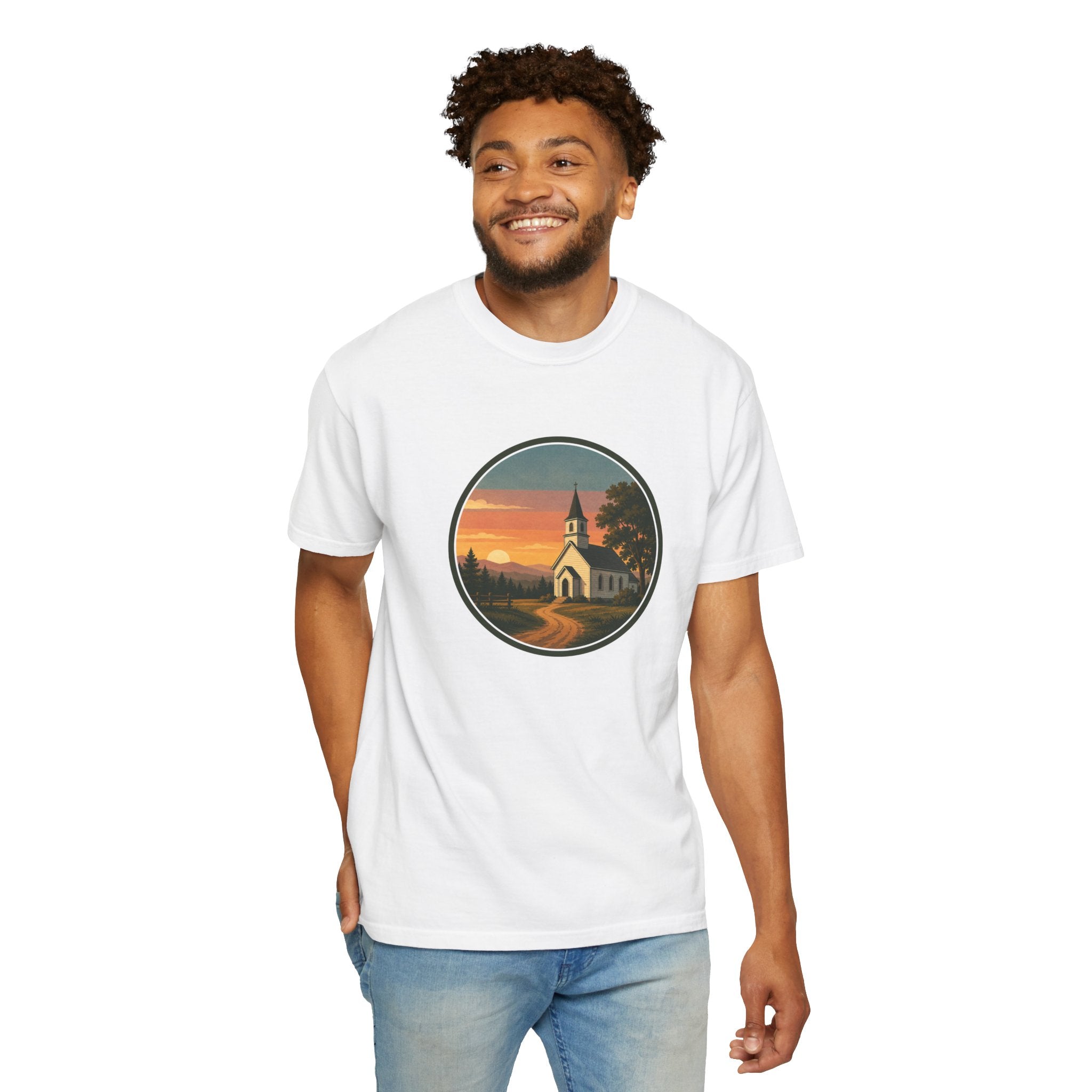 Vintage Church Sunset T-Shirt