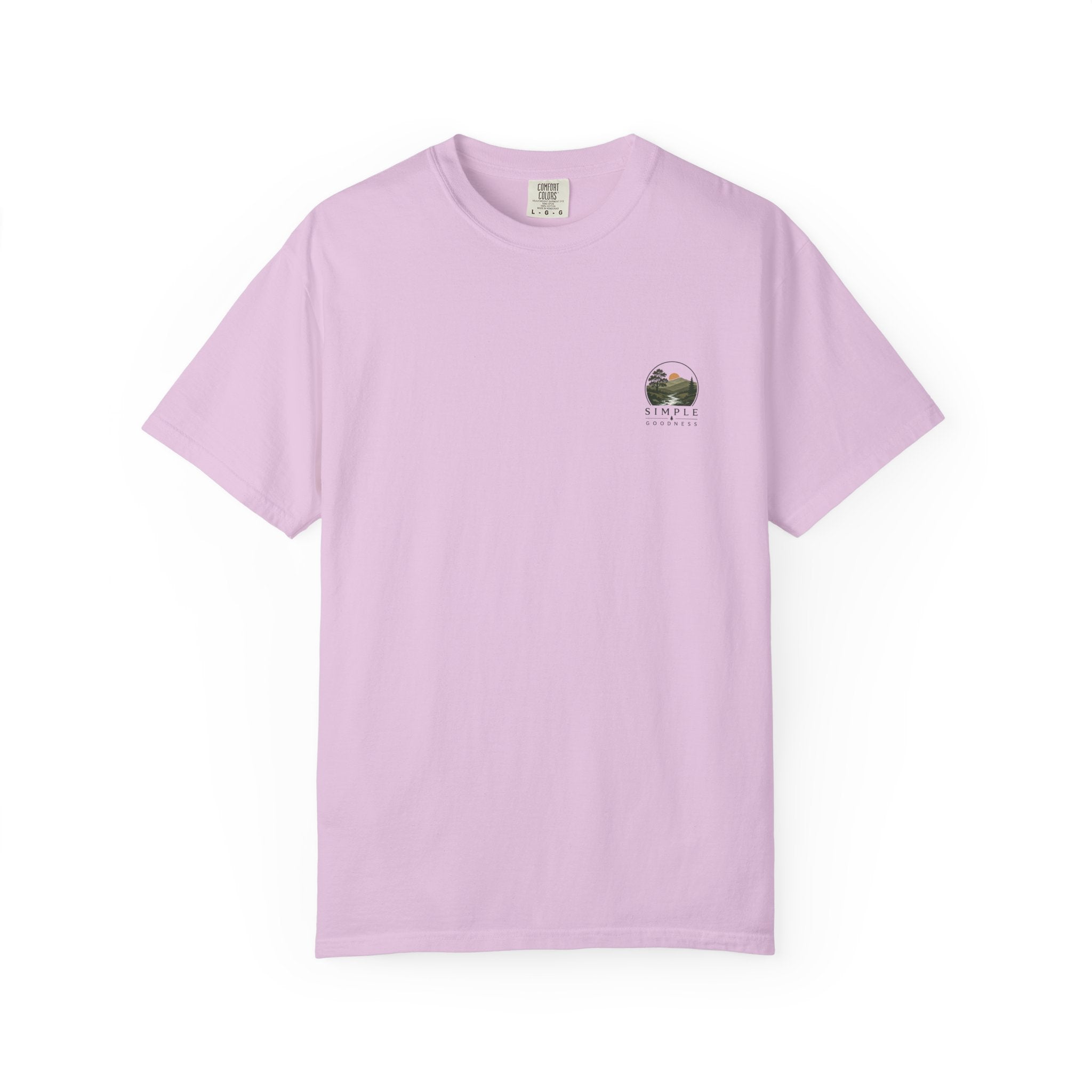 Simple Goodness Official Badge T-Shirt — Sunset Creek Landscape Tee