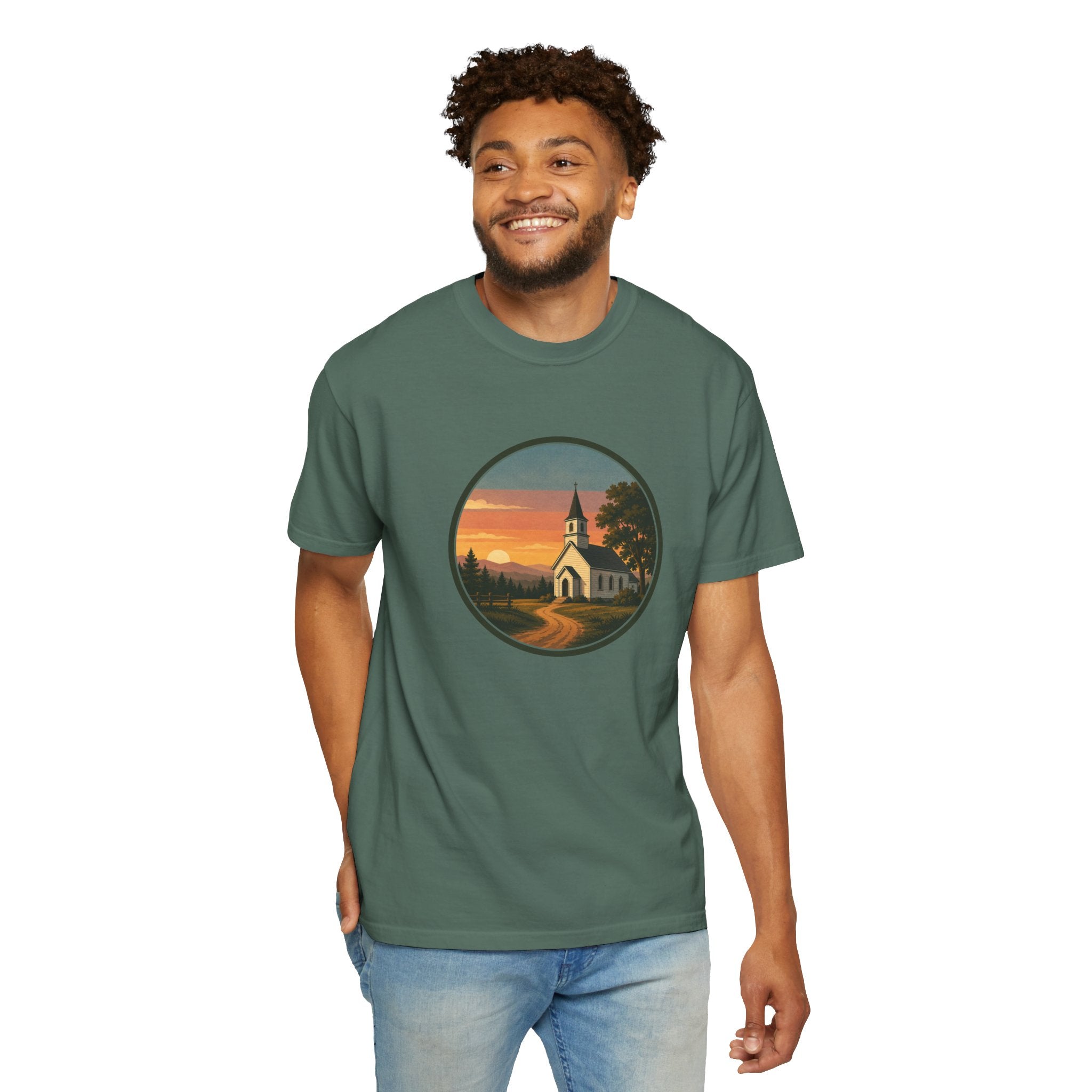 Vintage Church Sunset T-Shirt