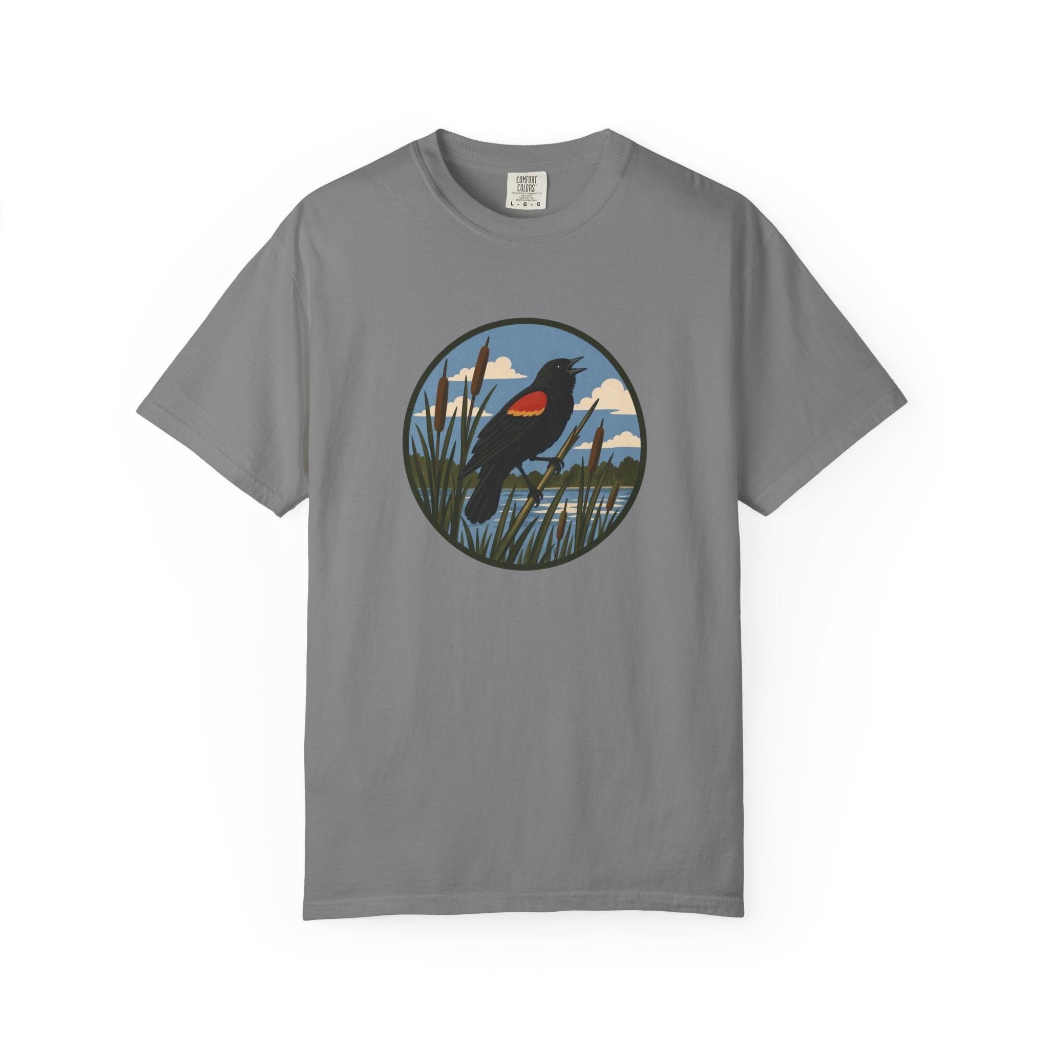 Red-winged Blackbird Graphic Tee — Marsh Bird Nature T-Shirt