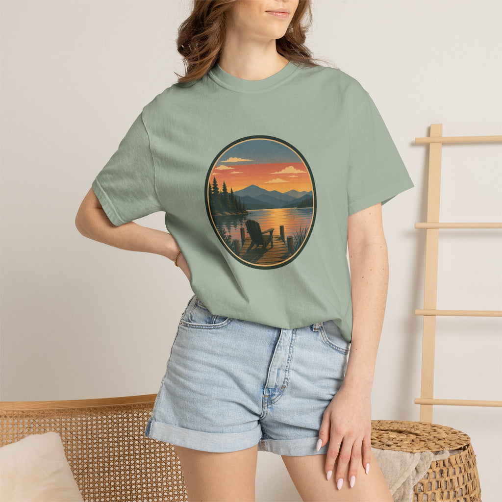 Sunset Lake Scenic T-Shirt – Mountain Dock Landscape Tee