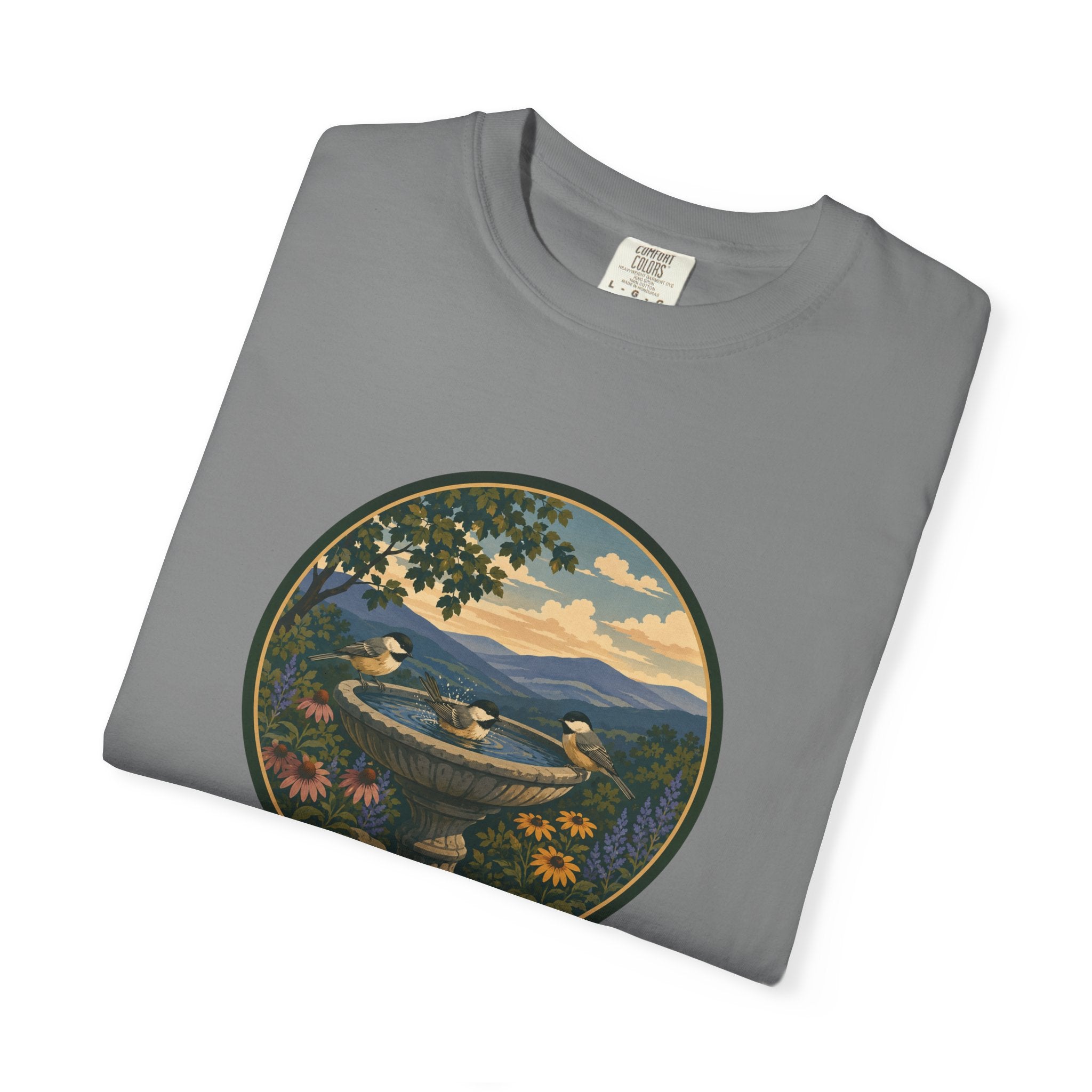 Scenic Birdbath Landscape T-Shirt