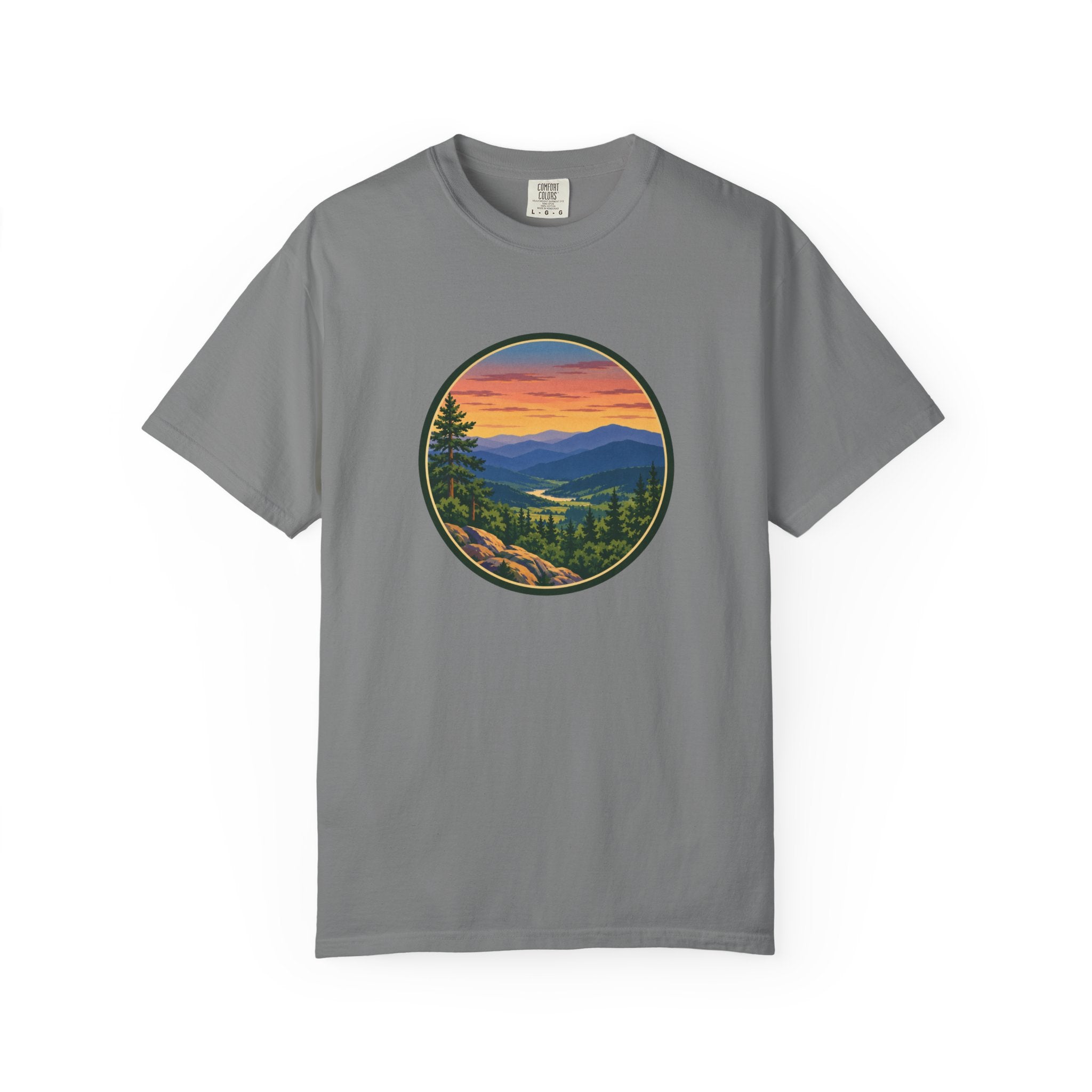 Retro Mountain Sunset T-Shirt — Scenic Blue Ridge Mountain Tee