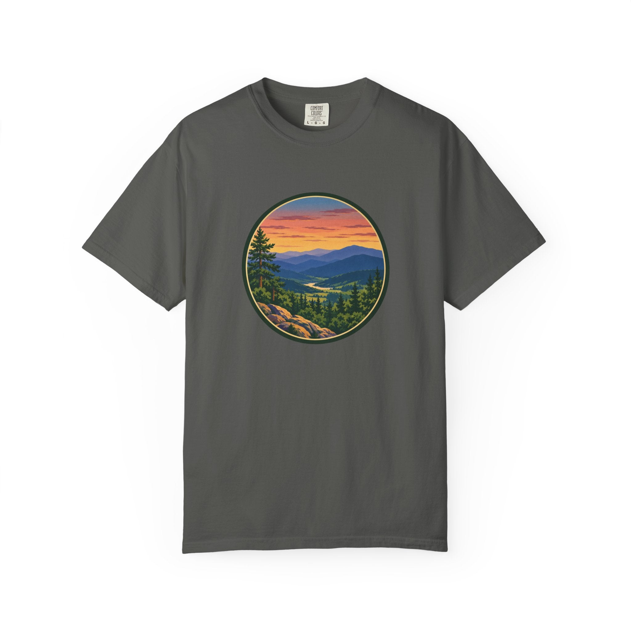 Retro Mountain Sunset T-Shirt — Scenic Blue Ridge Mountain Tee