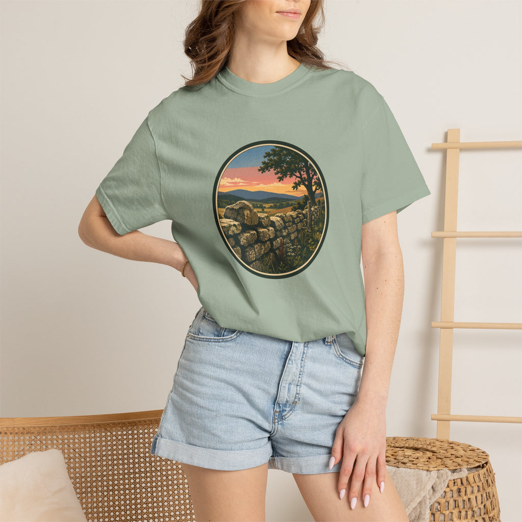 Sunset Stone Wall Circle T-Shirt