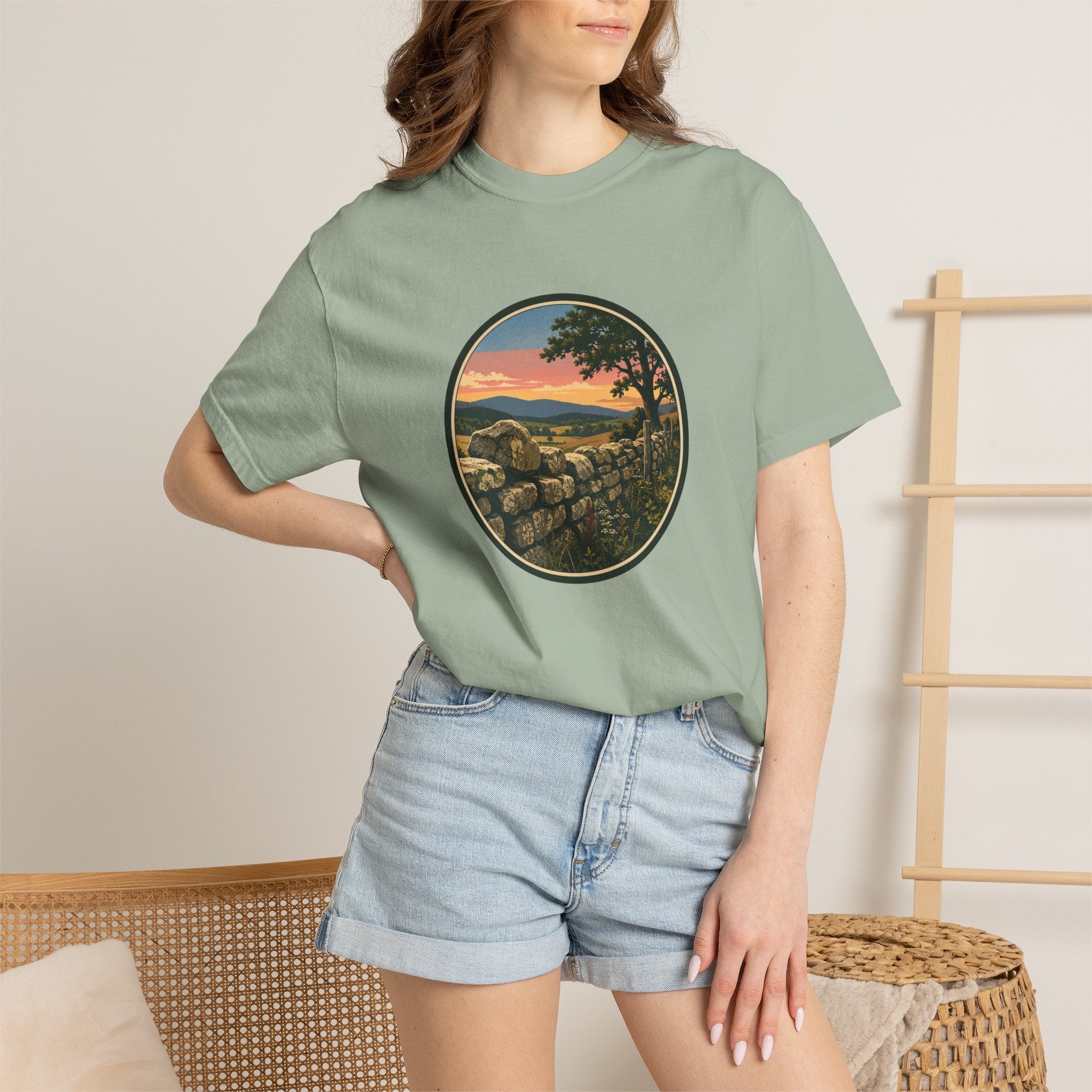 Sunset Stone Wall Circle T-Shirt