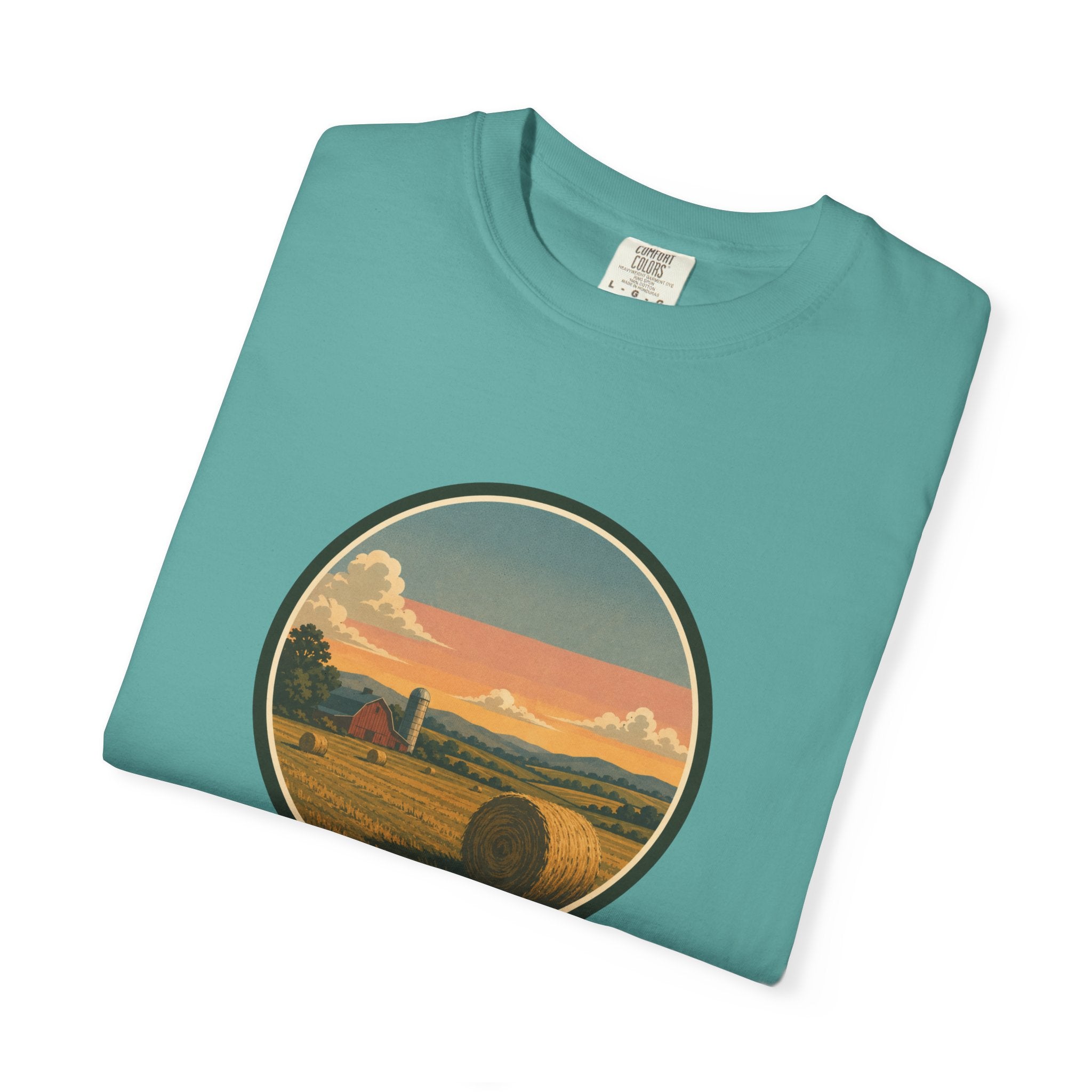 Sunset Hayfield T-Shirt — Vintage Farm Landscape Tee