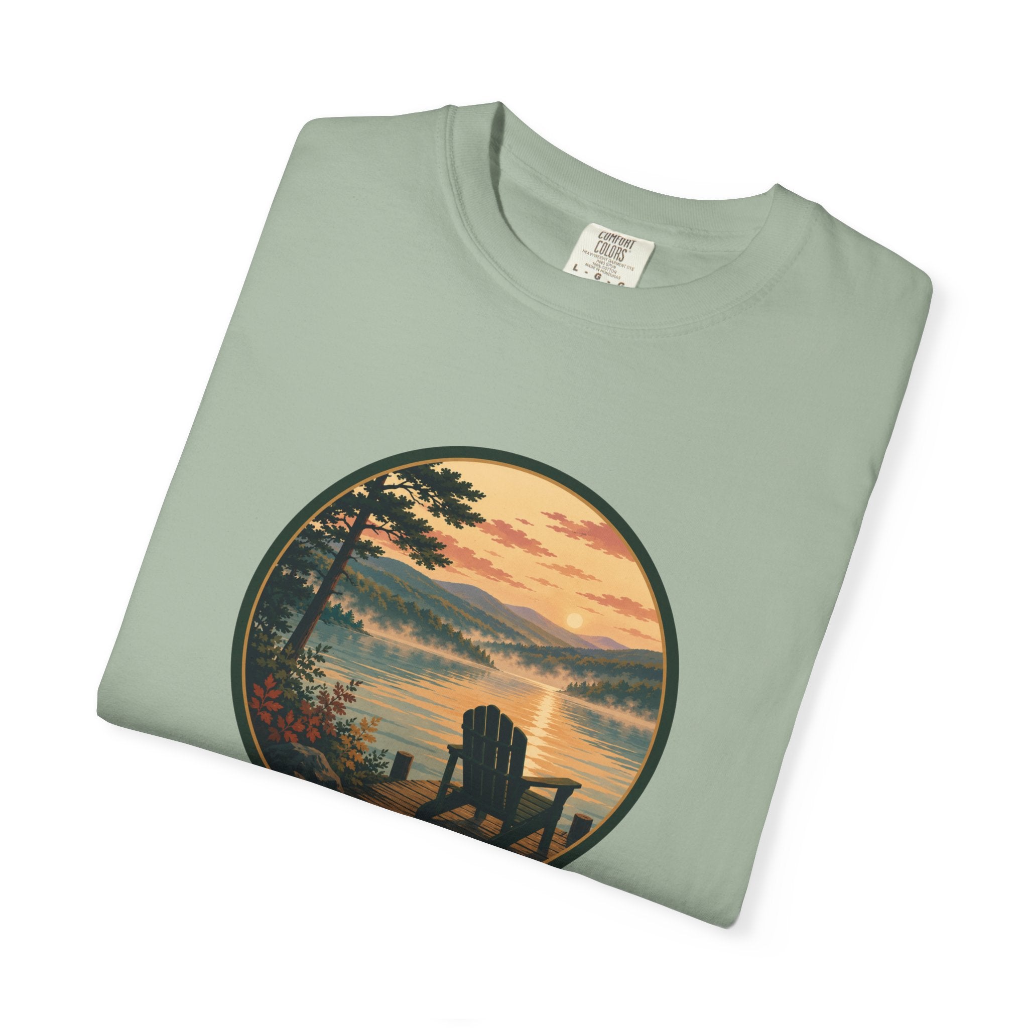 Lakeside Sunrise T-Shirt — Adirondack Chair at Sunrise Graphic Tee